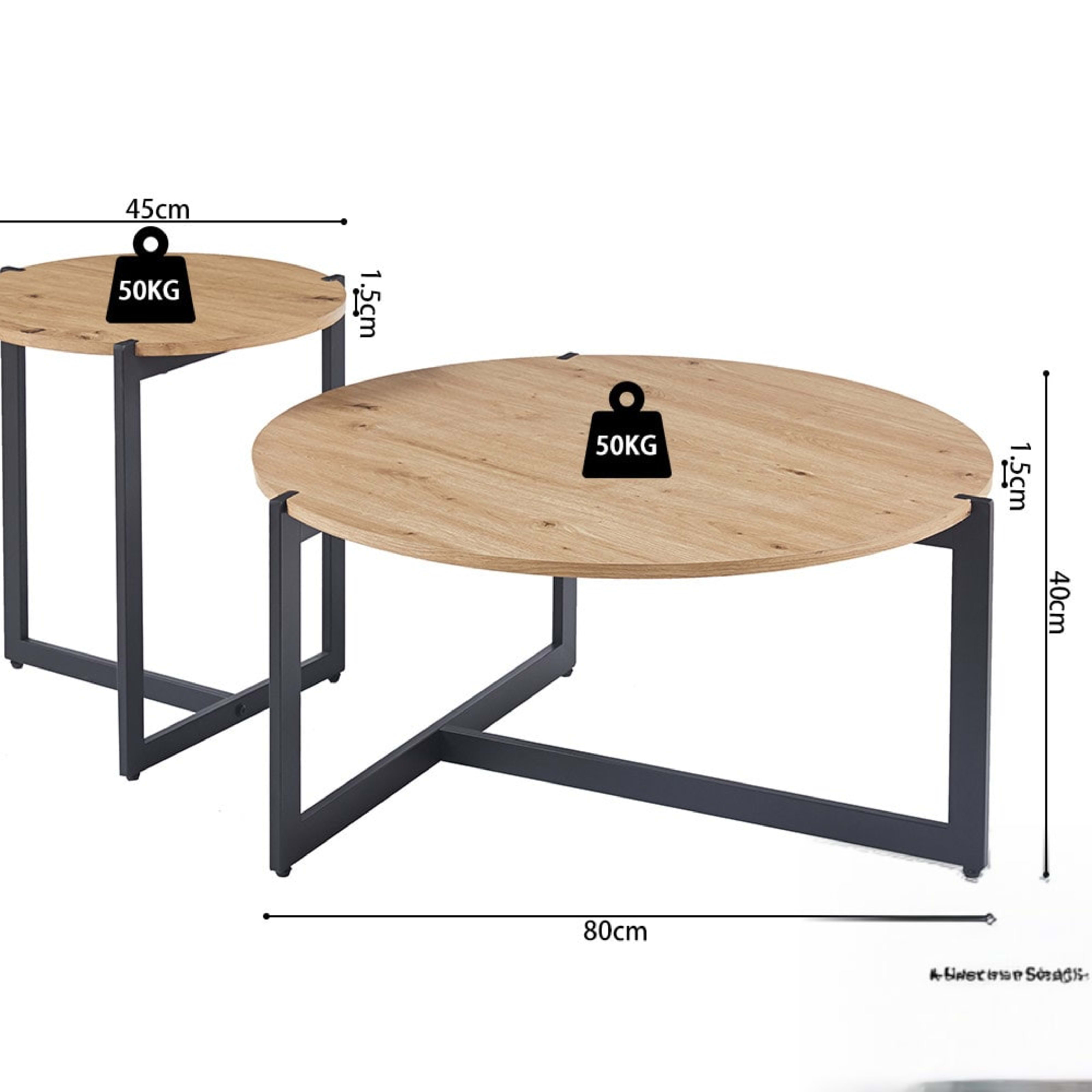 Set van 2 Salontafels 'Pola' Decor Oude eik — 6