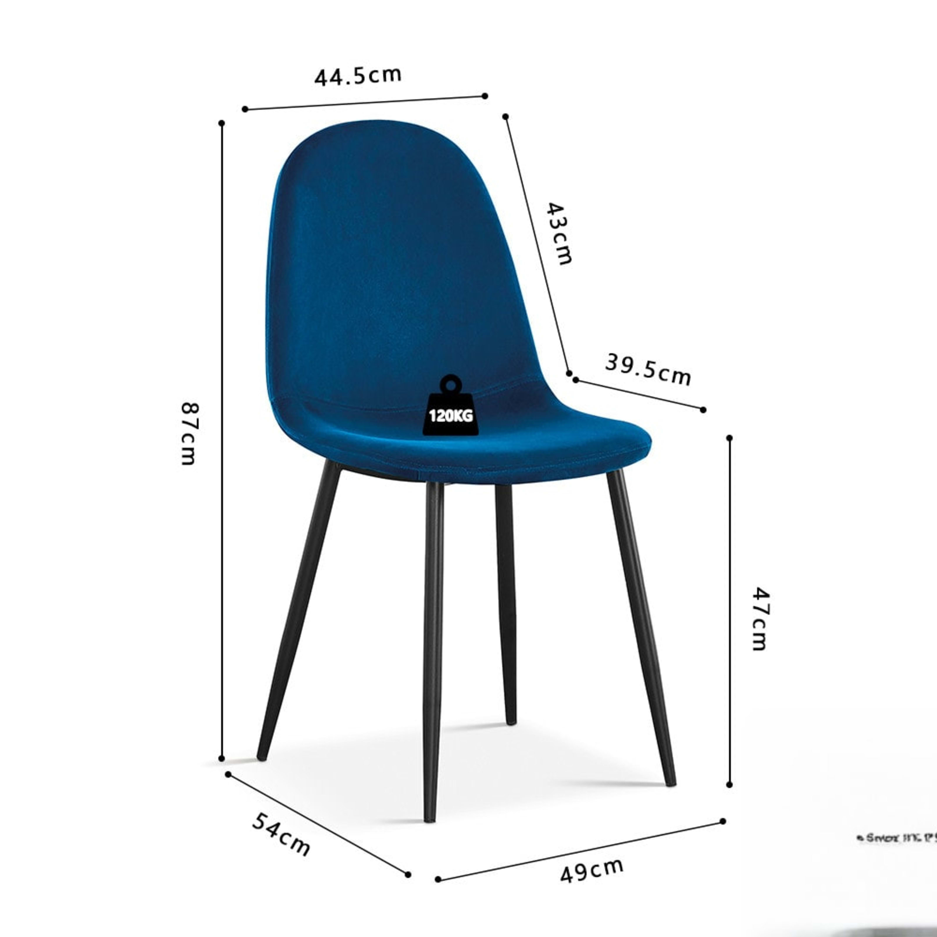 Stoel 'Boy' Fluweel Donkerblauw — 4