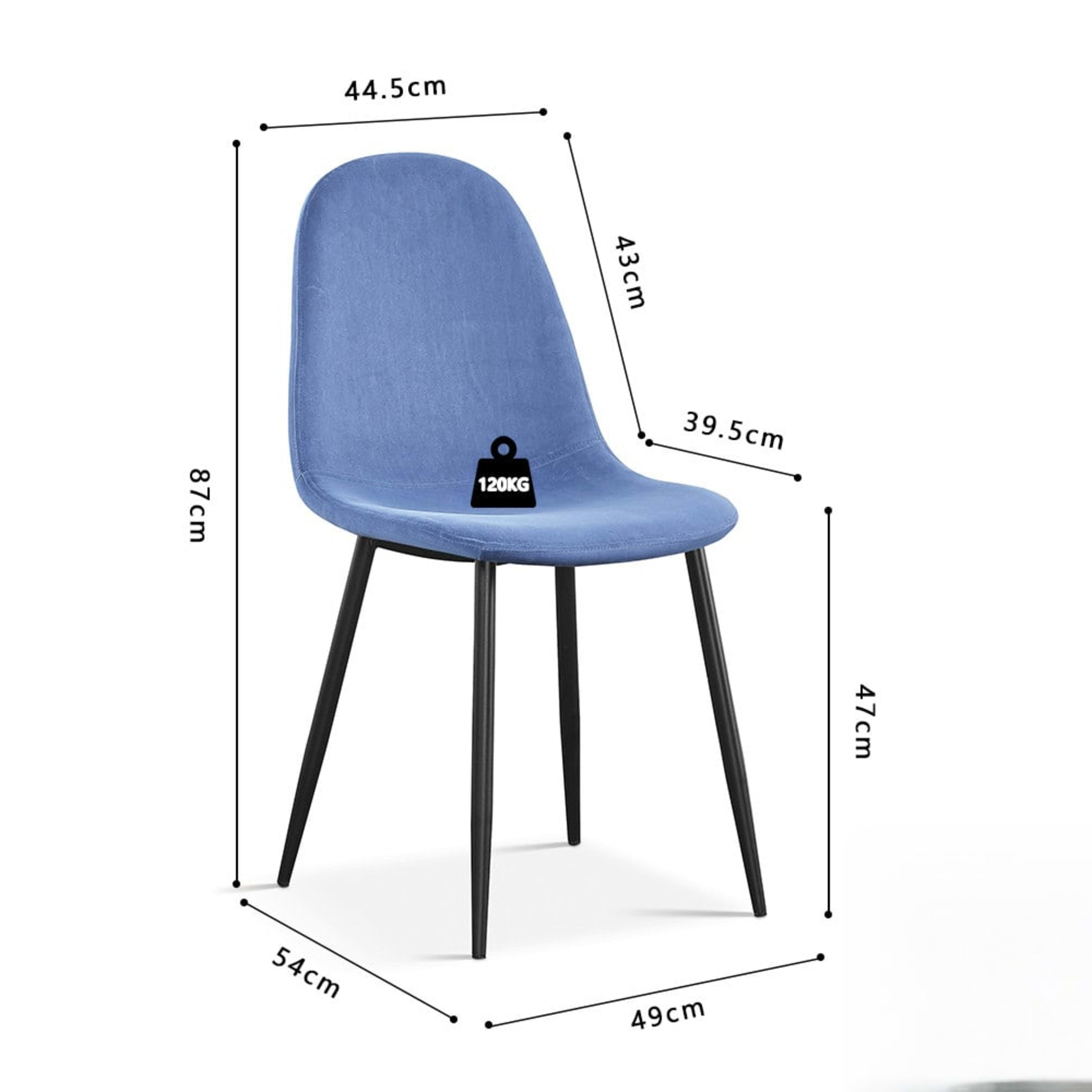 Stoel 'Boy' Fluweel Lichtblauw — 4