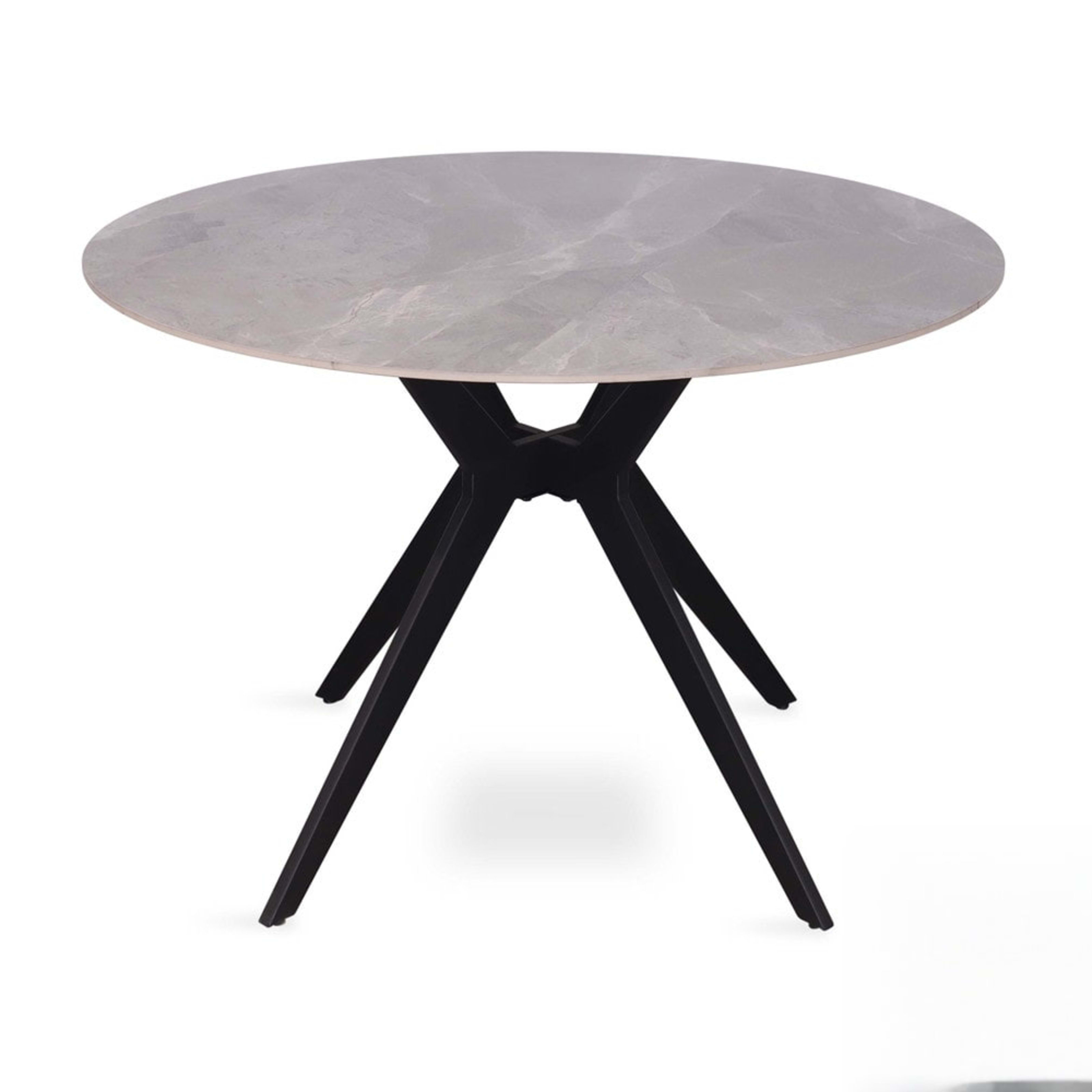 Tafel 'Apollo' 110 cm Rond Glanzend Steen Italian Grijs — 1