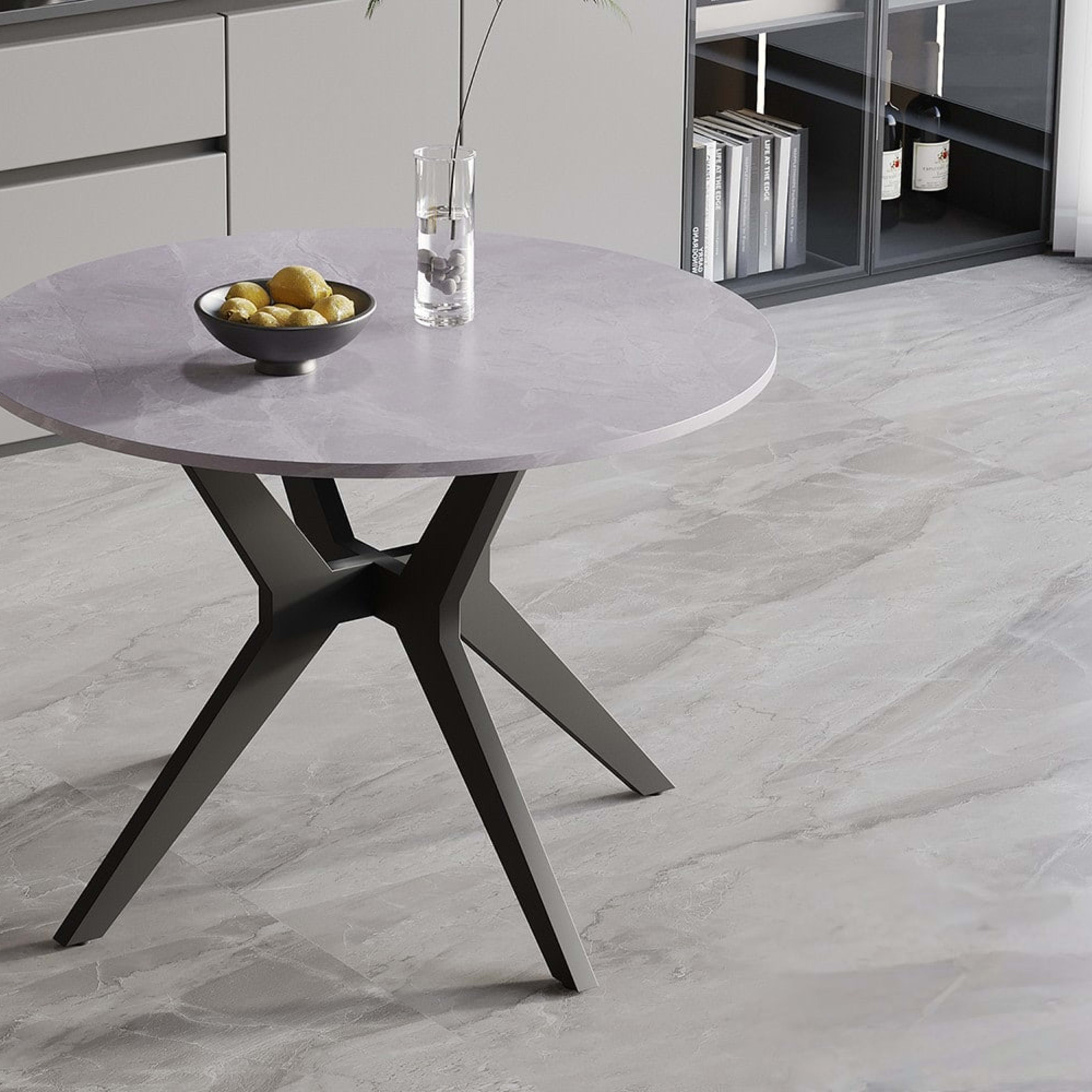 Tafel 'Apollo' 110 cm Rond Glanzend Steen Italian Grijs — 2