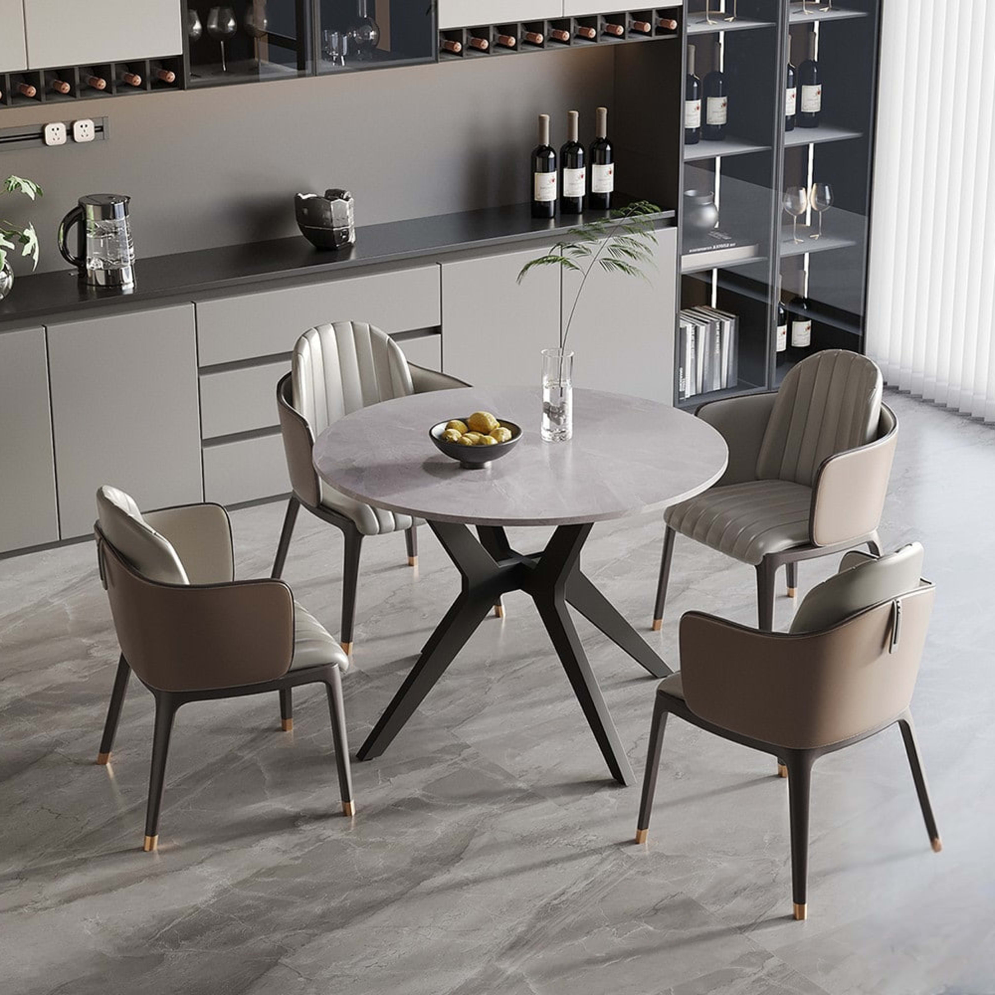 Tafel 'Apollo' 110 cm Rond Glanzend Steen Italian Grijs — 3