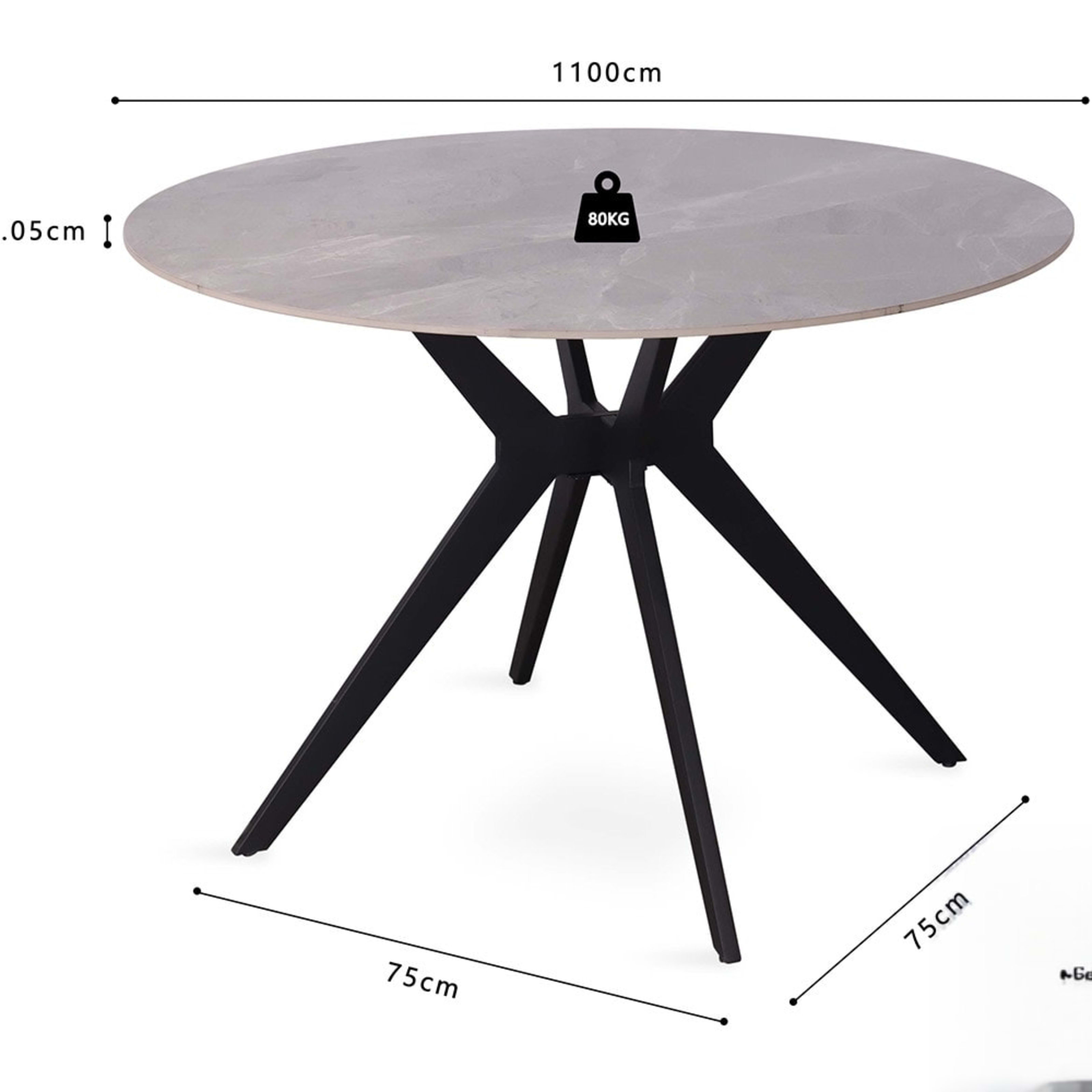 Tafel 'Apollo' 110 cm Rond Glanzend Steen Italian Grijs — 7