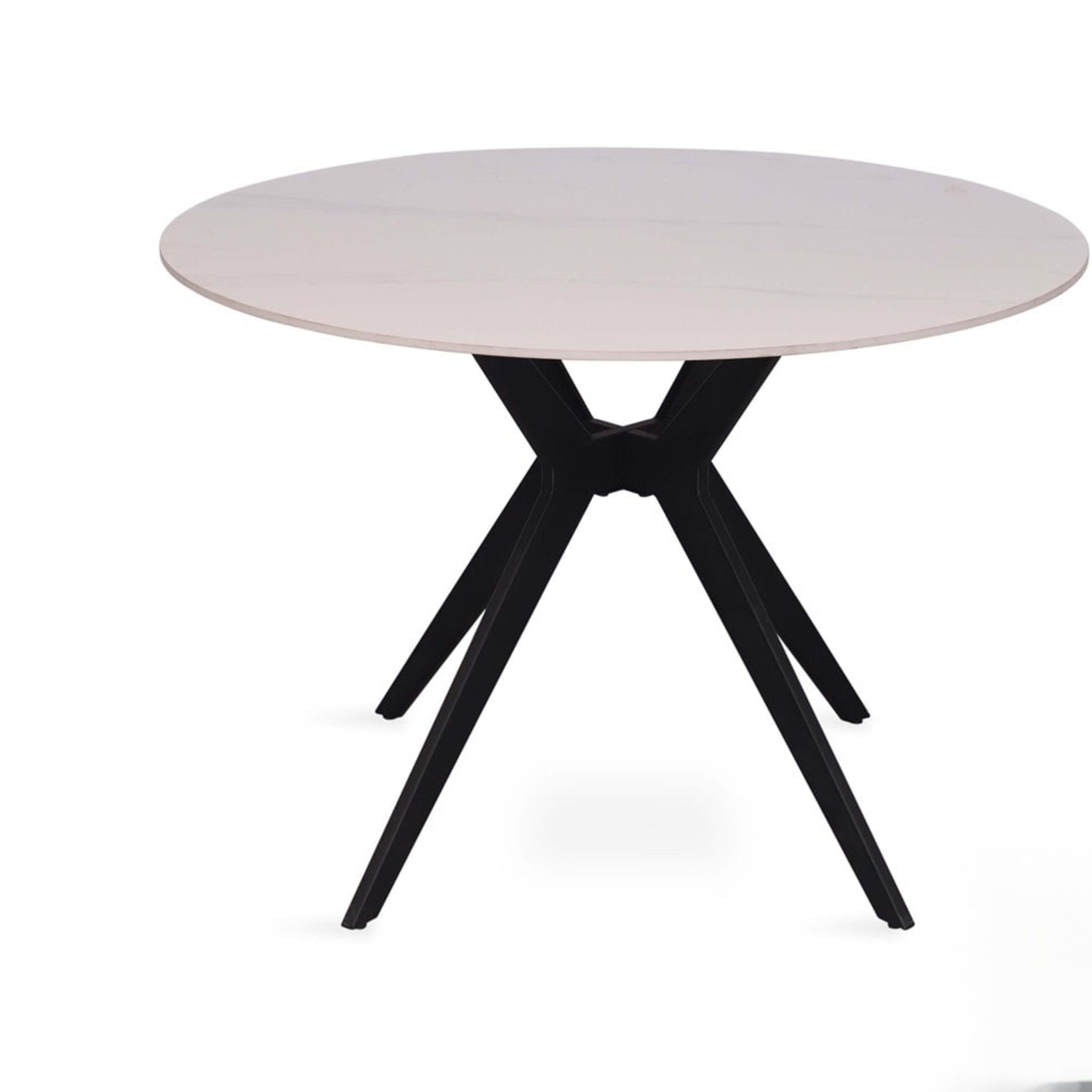 Tafel 'Apollo' 110 cm Rond Glanzend Steen Snow Wit — 1