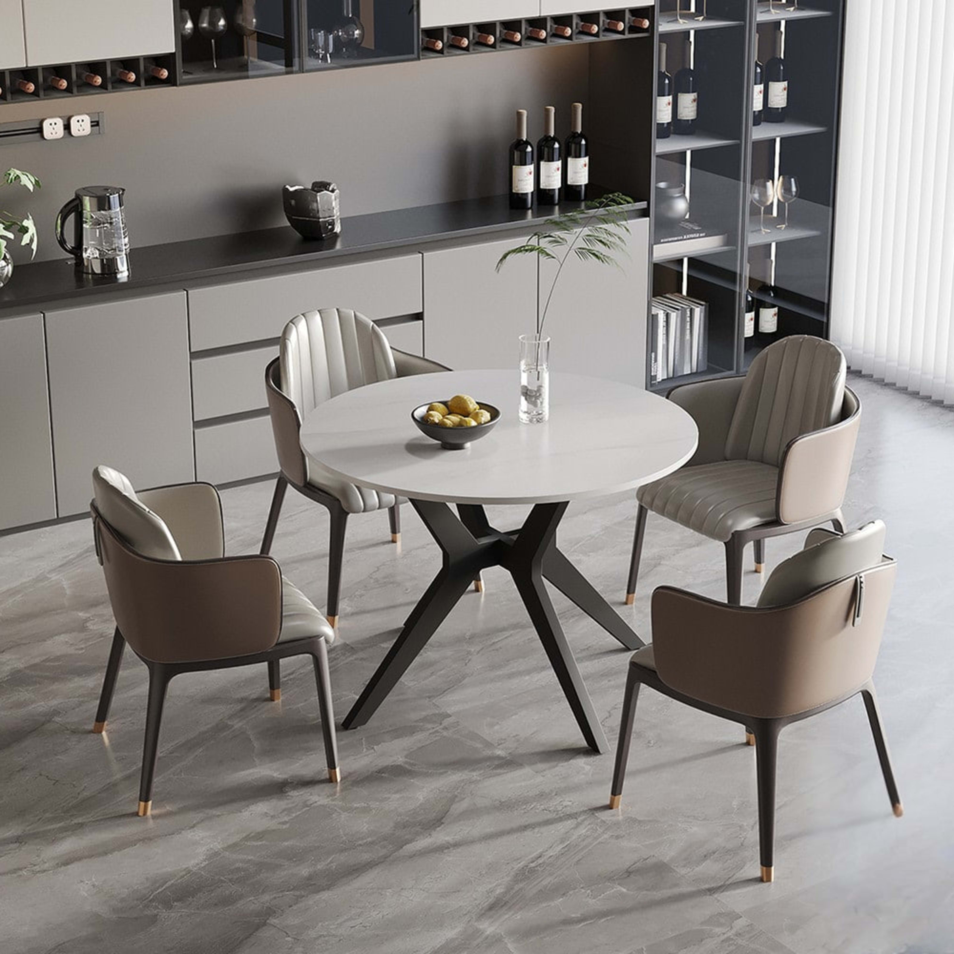 Tafel 'Apollo' 110 cm Rond Glanzend Steen Snow Wit — 2