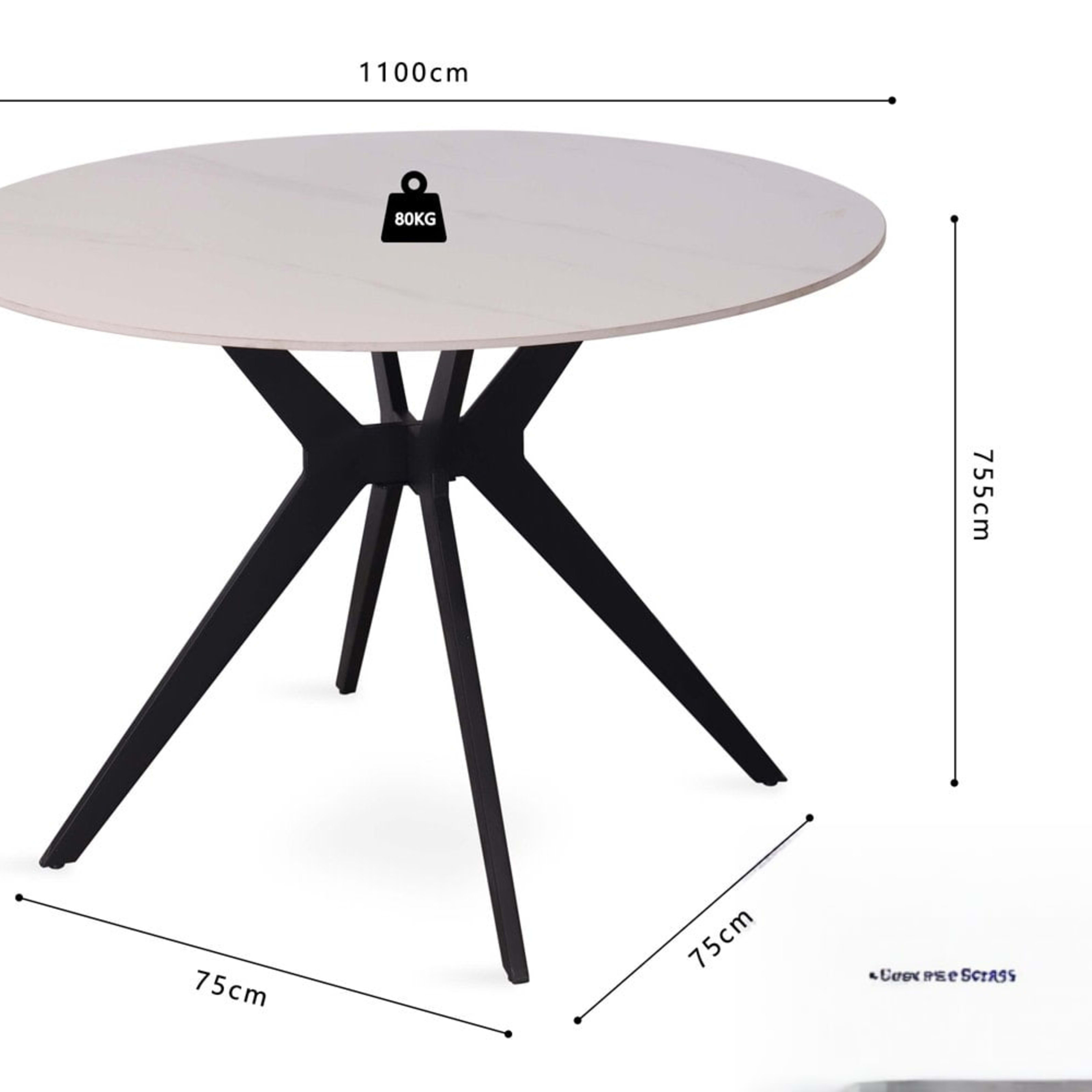 Tafel 'Apollo' 110 cm Rond Glanzend Steen Snow Wit — 7