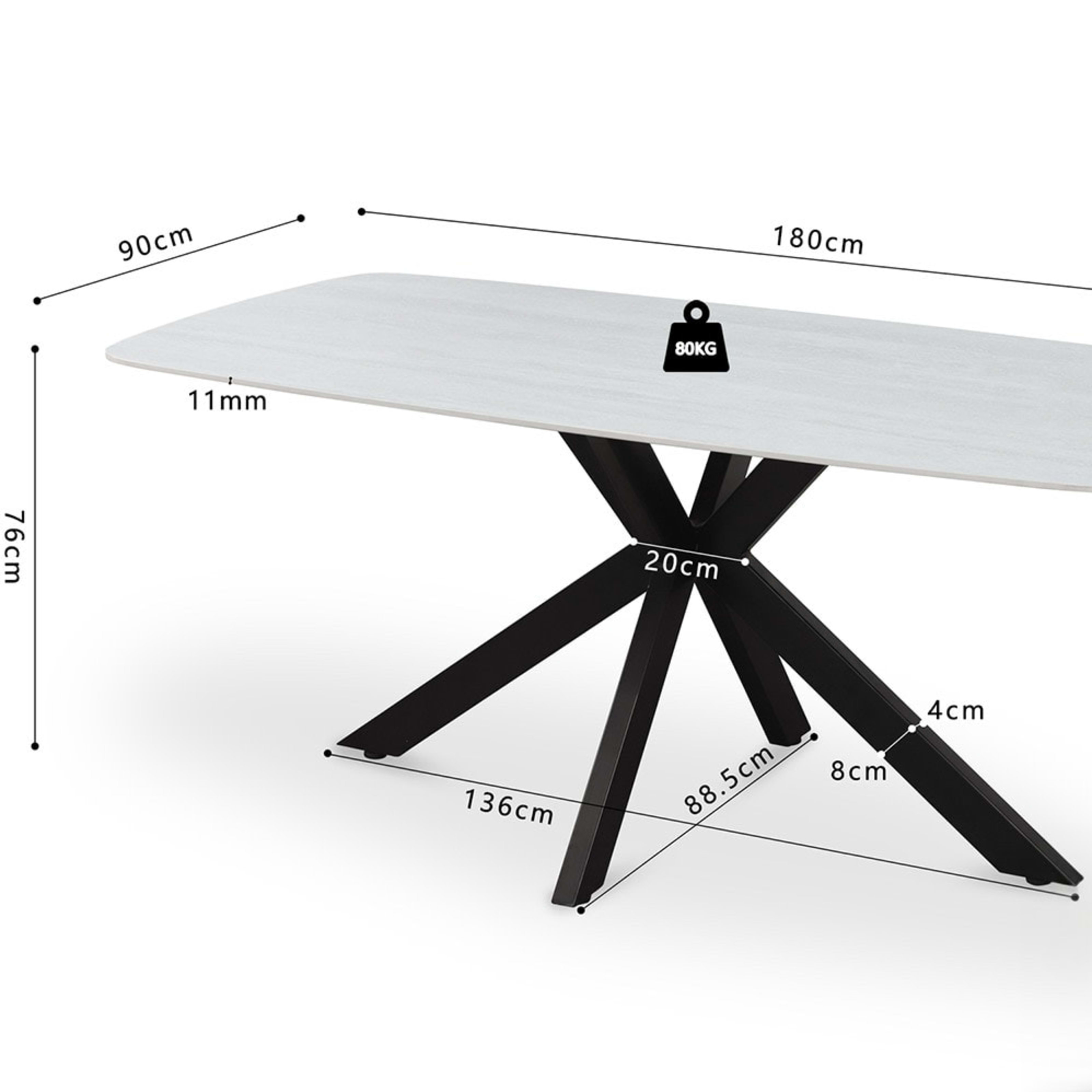 Tafel 'Apollo' 180 cm Deens Ovaal Steen Baroque Grijs — 5