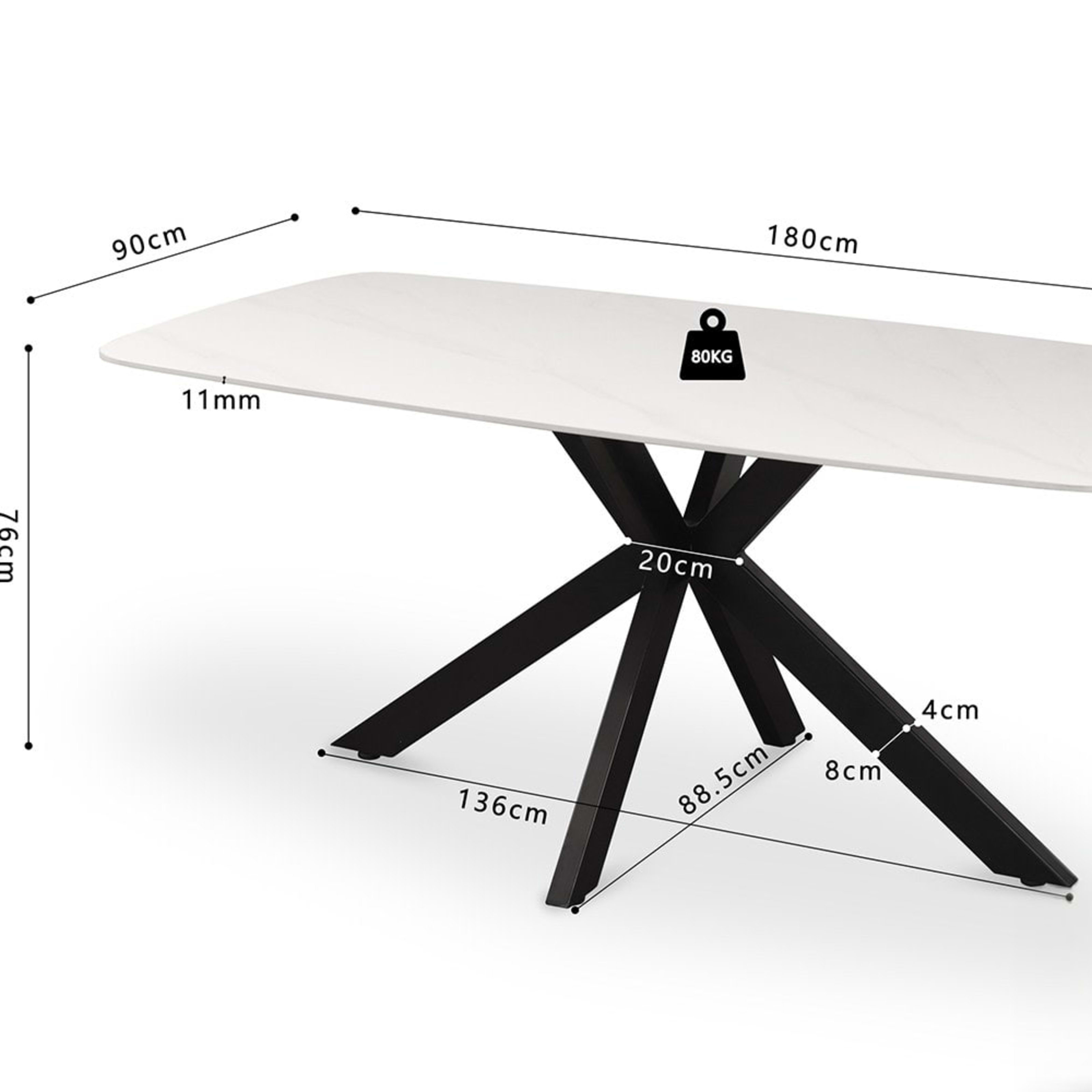 Tafel 'Apollo' 180 cm Deens Ovaal Steen Wit — 5