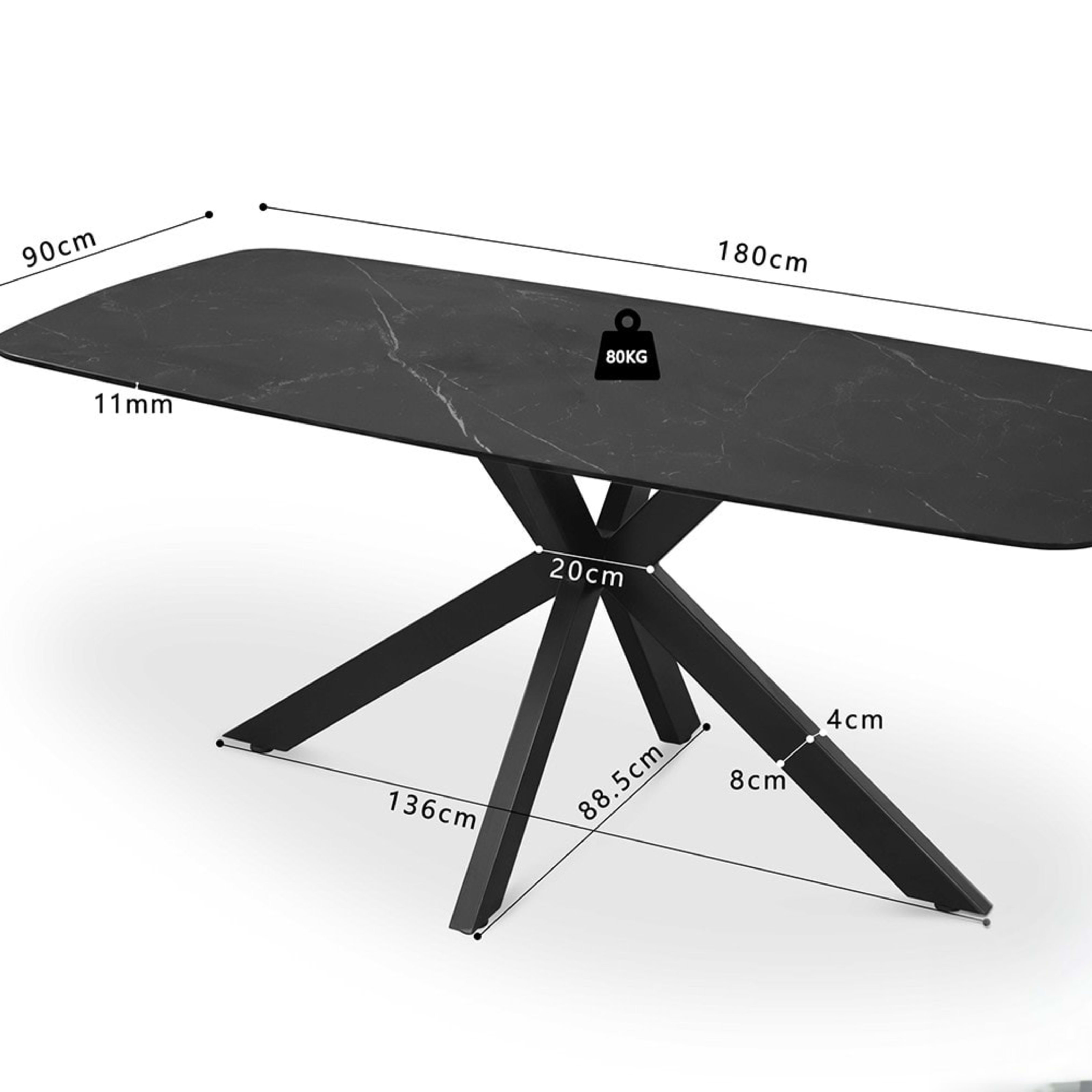 Tafel 'Apollo' 180 cm Deens Ovaal Steen Zwart — 5