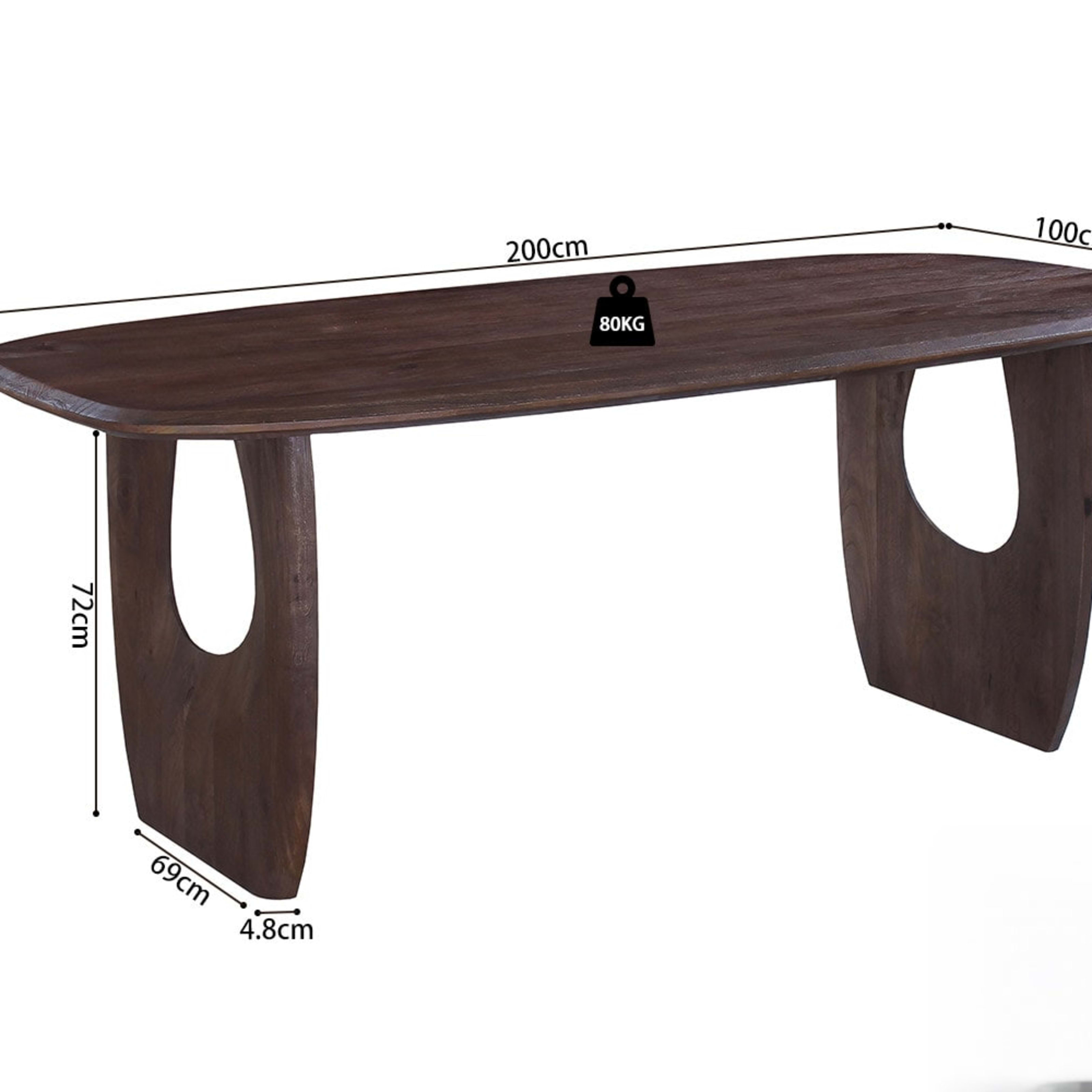 Tafel 'Braga' Deens Ovaal Mango hout Donkerbruin — 4