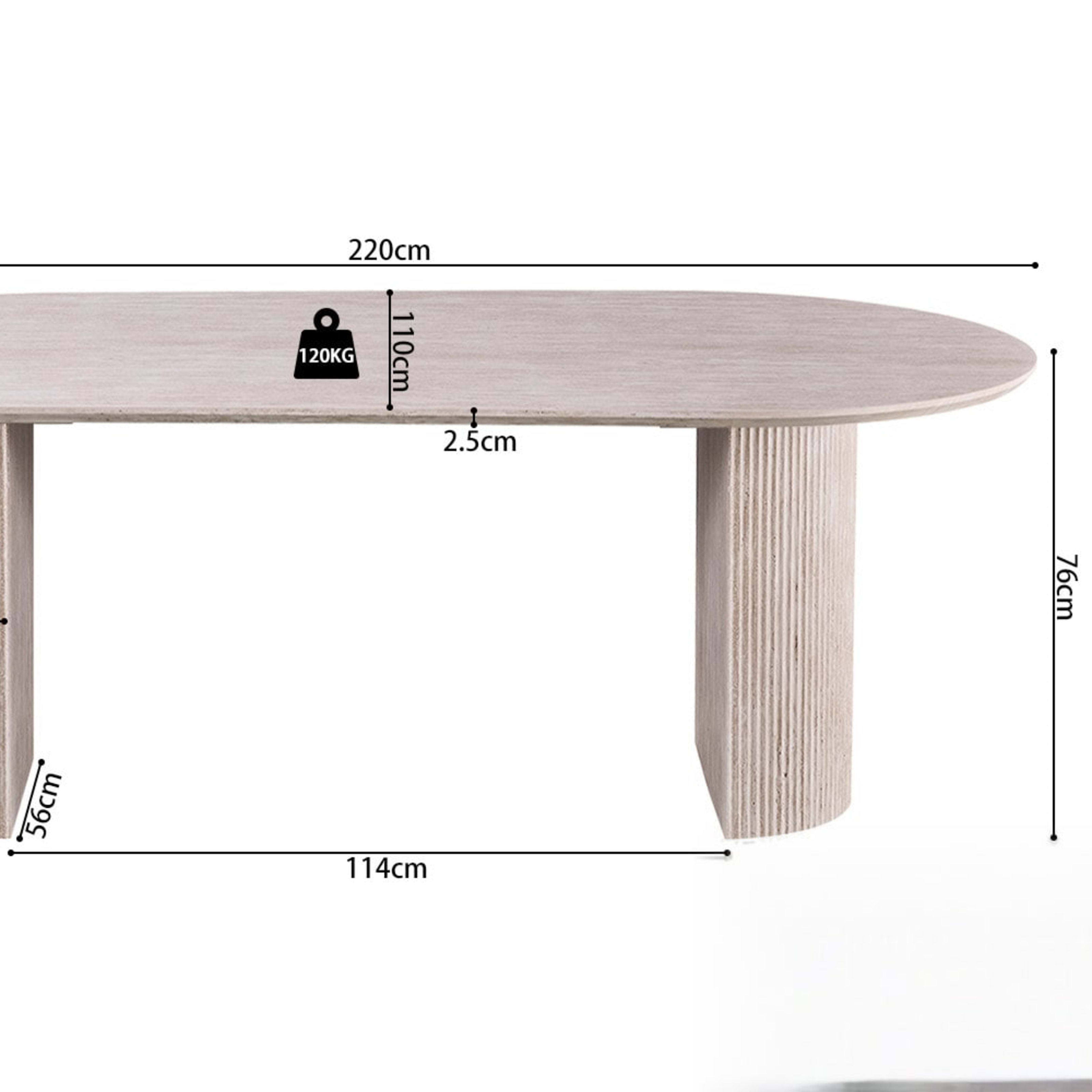 Tafel 'Lagos' 220 cm Ovaal Decor Travertin Beige — 6