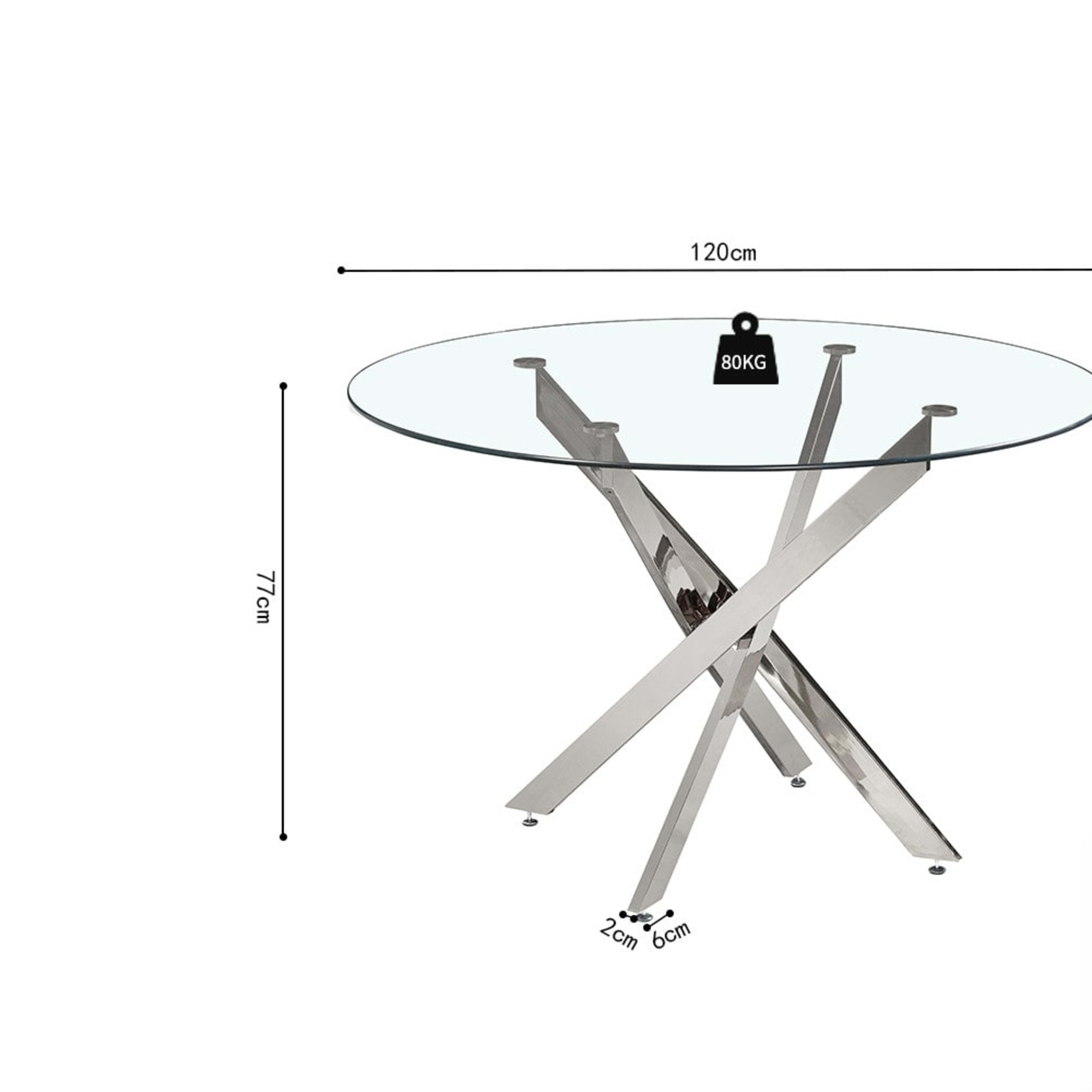 Tafel 'Lasi' 120 cm Rond Glas, Poten Chroom — 4