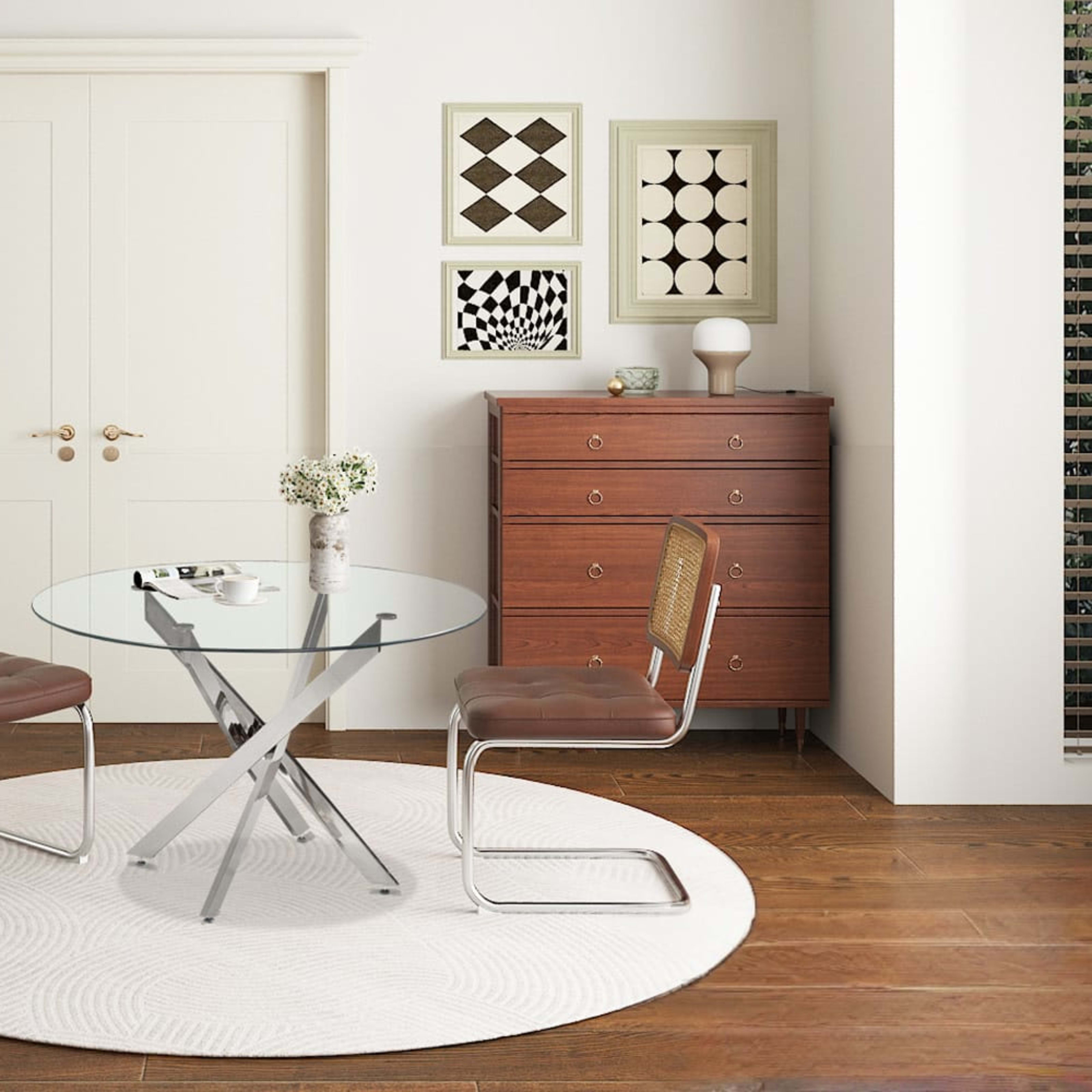 Tafel 'Lasi' 120 cm Rond Glas, Poten Chroom — 3