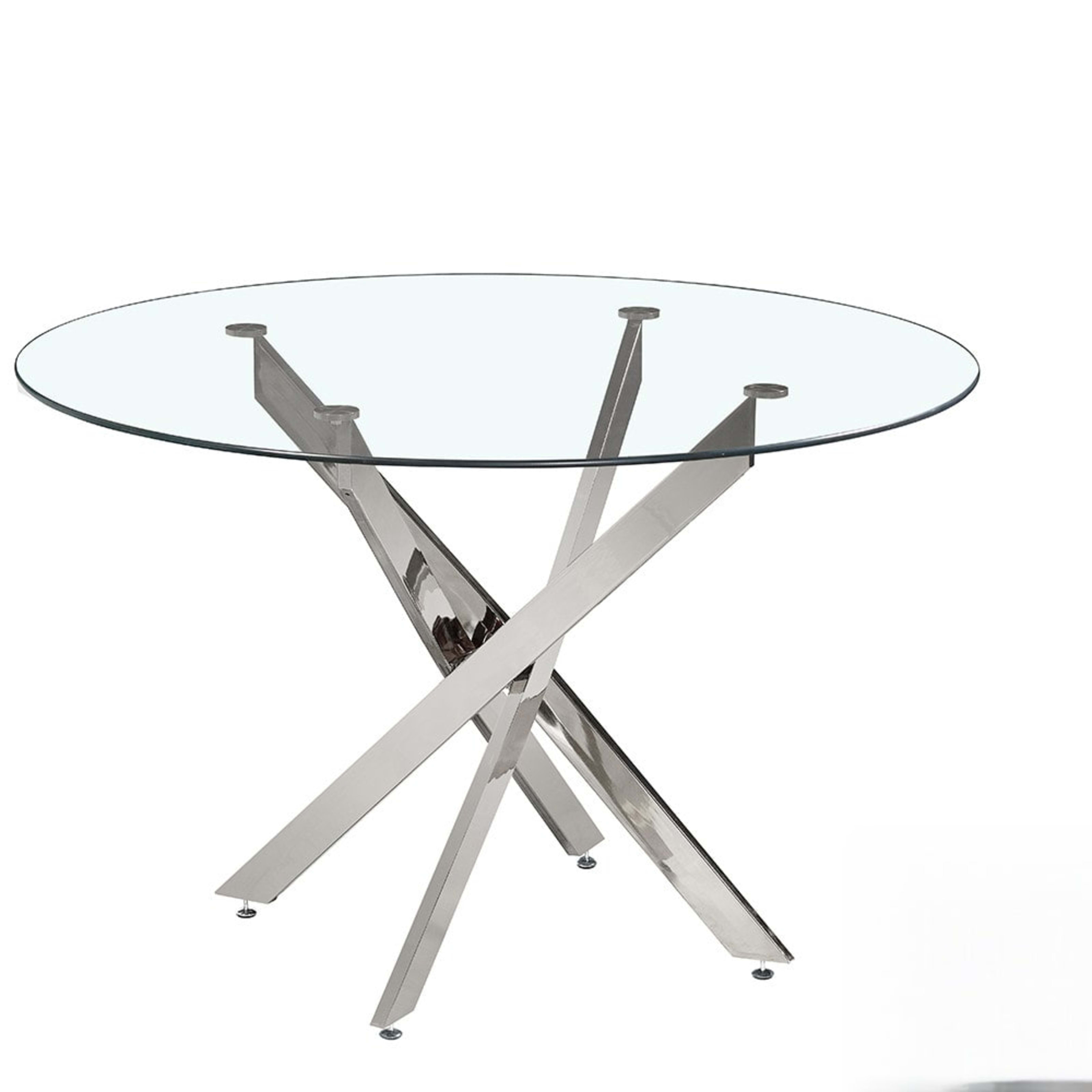 Tafel 'Lasi' 120 cm Rond Glas, Poten Chroom — 1