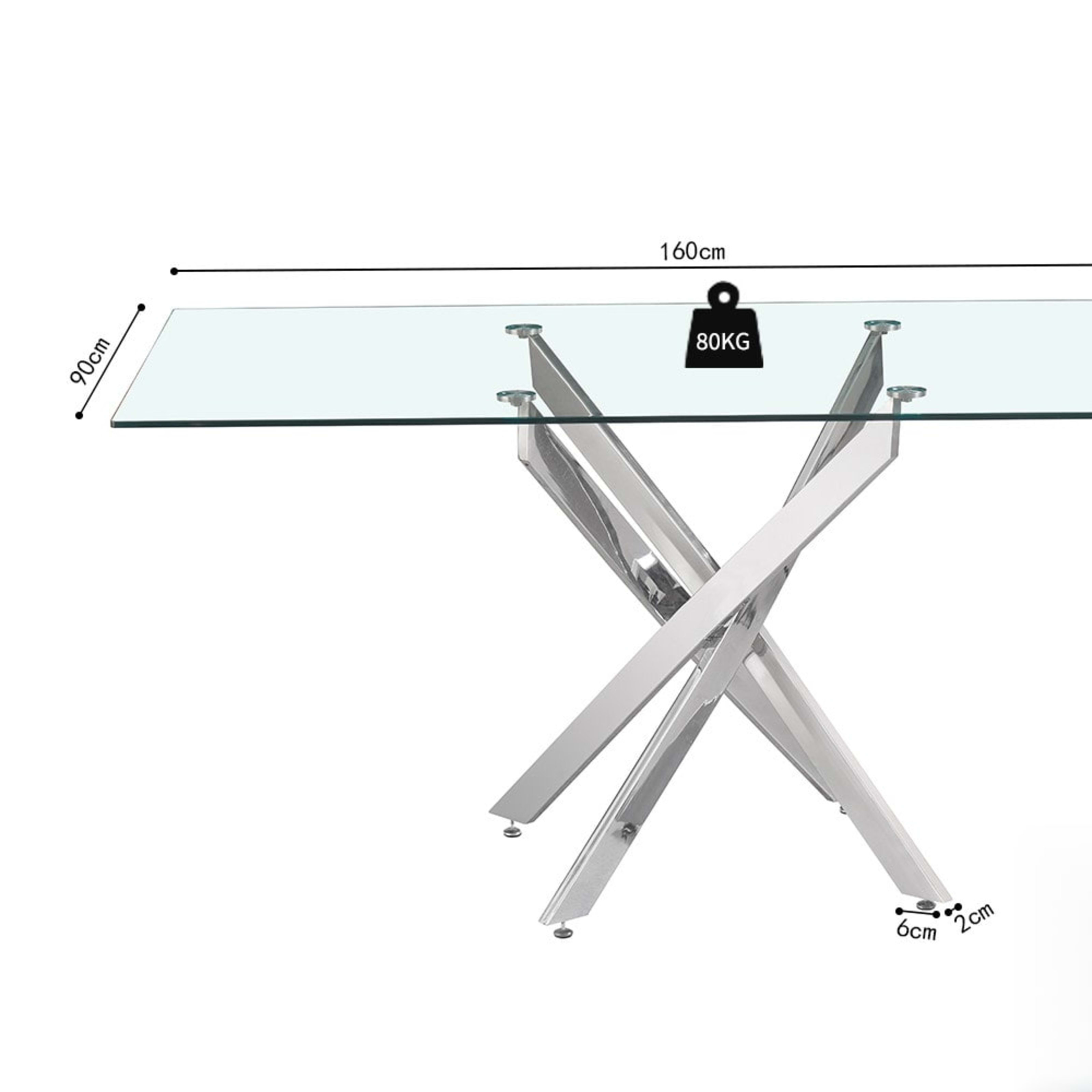 Tafel 'Lasi' 160 cm Glas, Poten Chroom — 4