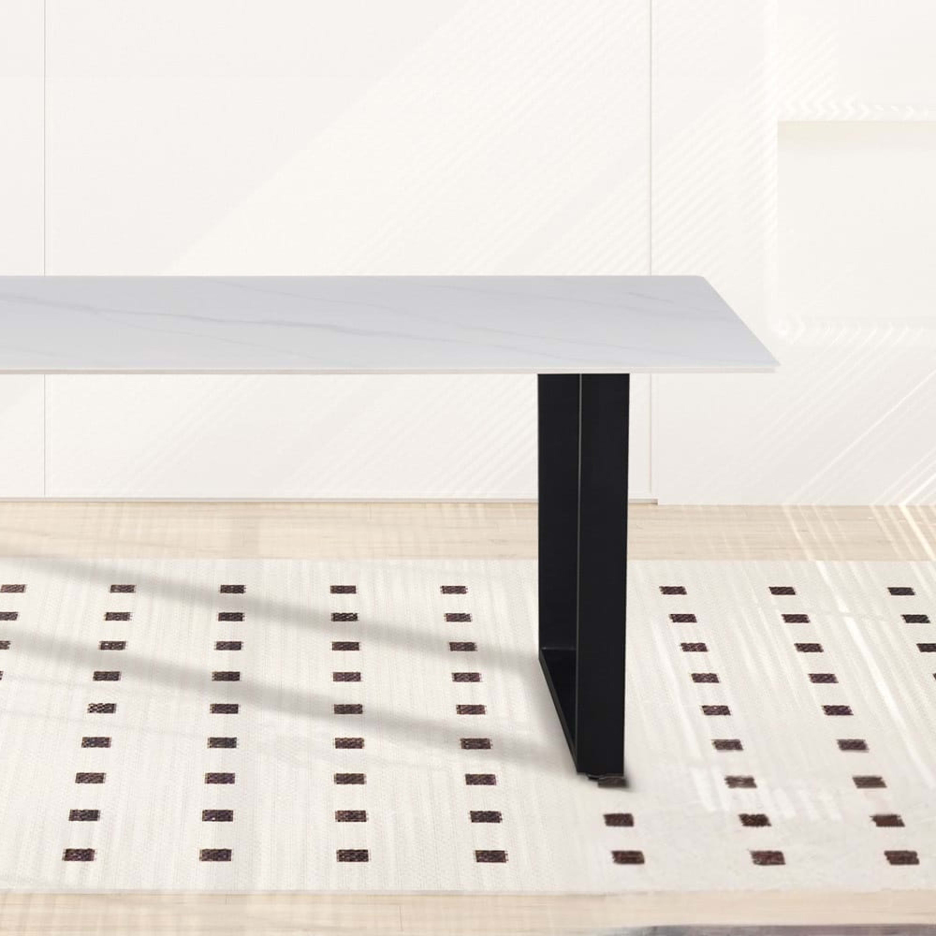 Tafel 'Poseidon' 180 cm Rechthoekig Glanzend Steen Wit — 2