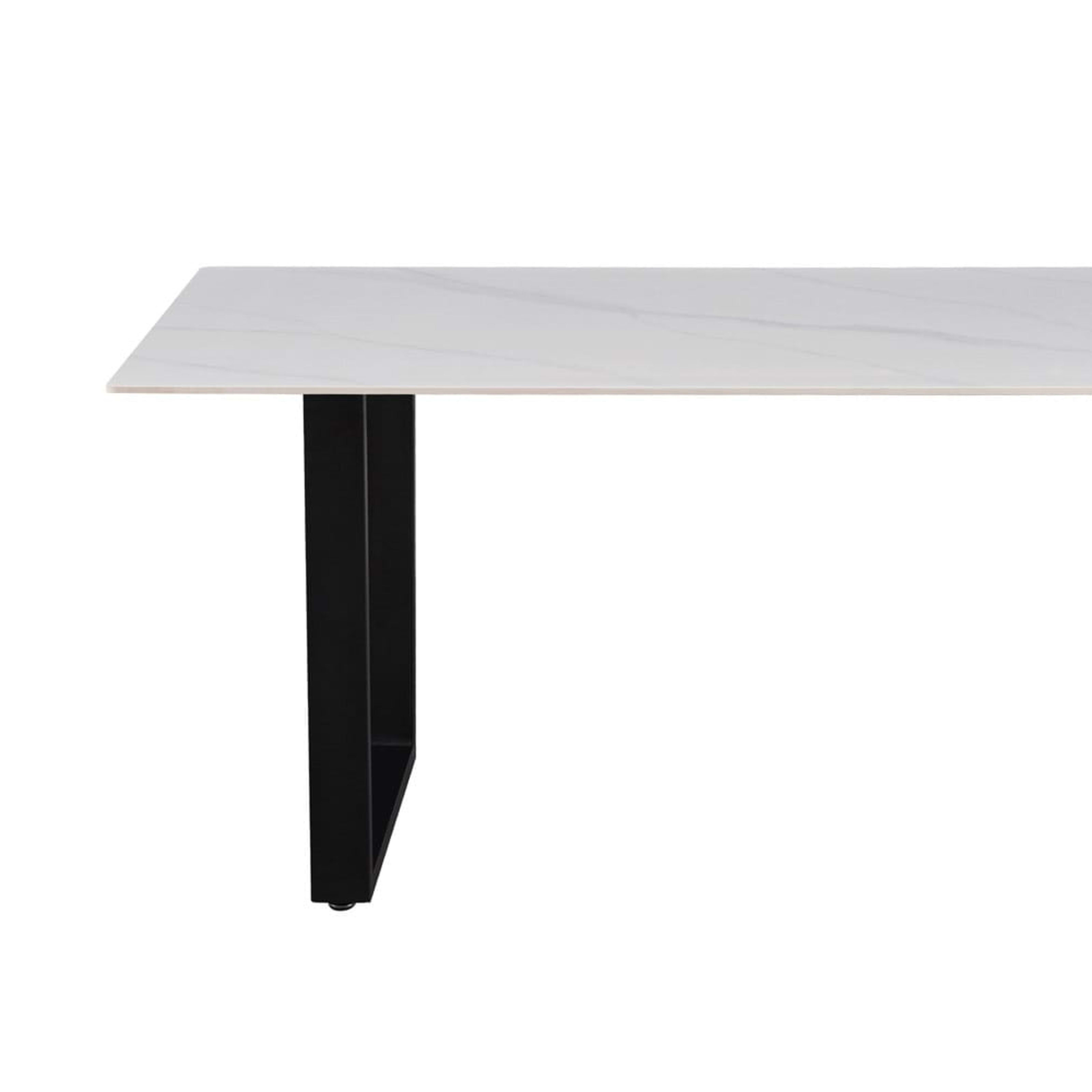 Tafel 'Poseidon' 180 cm Rechthoekig Glanzend Steen Wit — 1