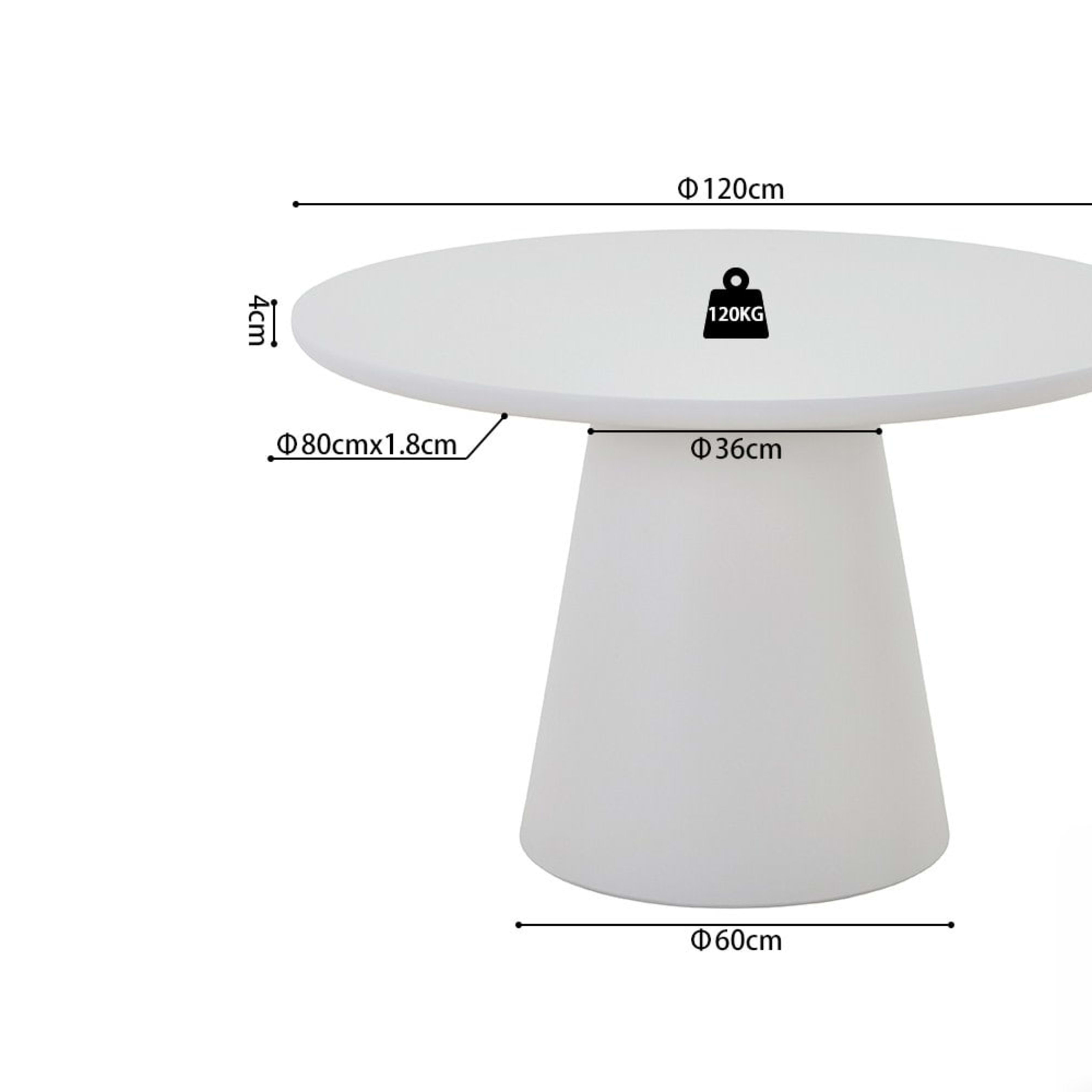Tafel 'Tavira' 120 cm Rond Cement Ecru — 6
