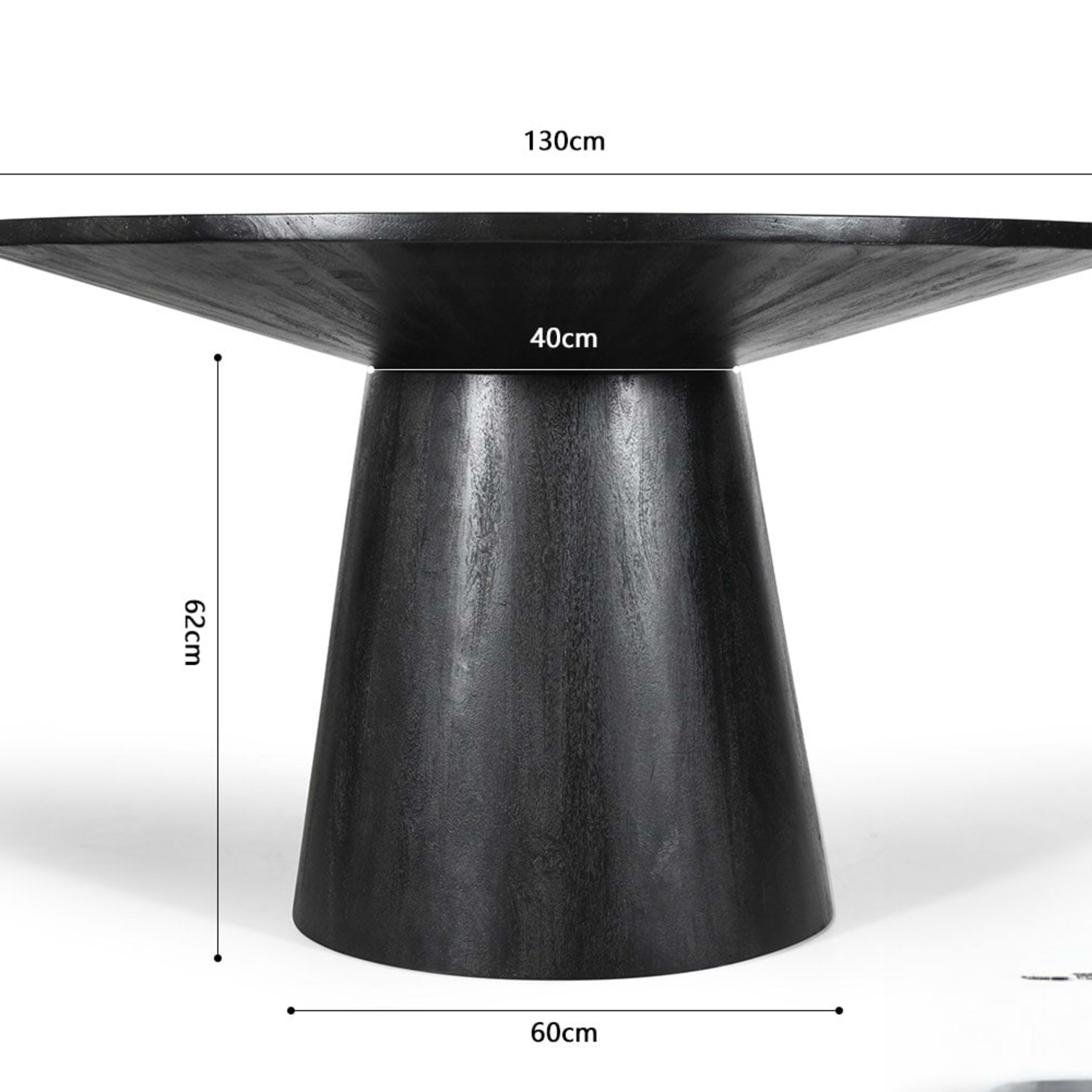 Tafel 'Tommy' 130 cm Rond Mango hout  Zwart — 5