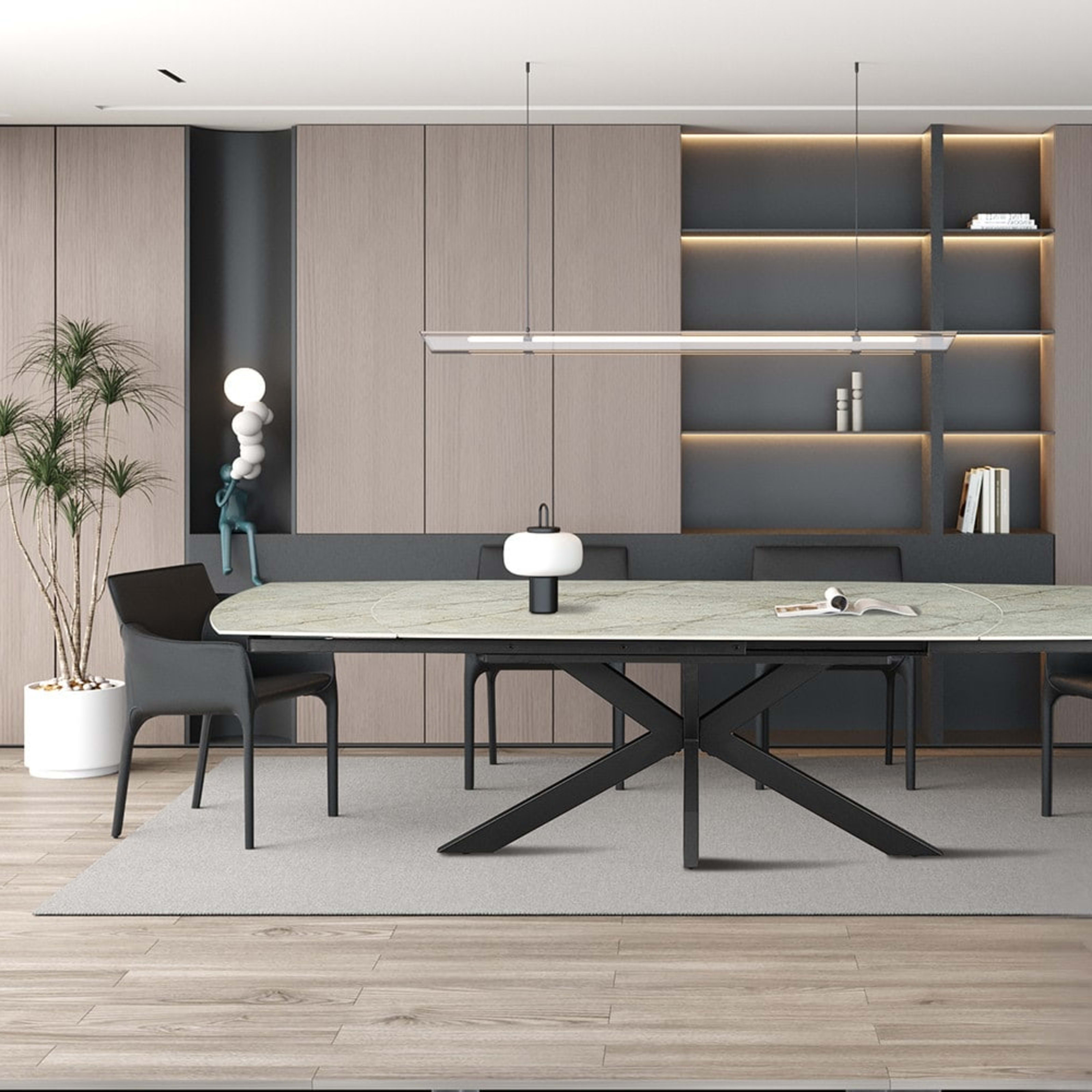 Uitschuifbare tafel 'Ares' 160-240 cm Deens Ovaal Glanzend Steen Beige — 2