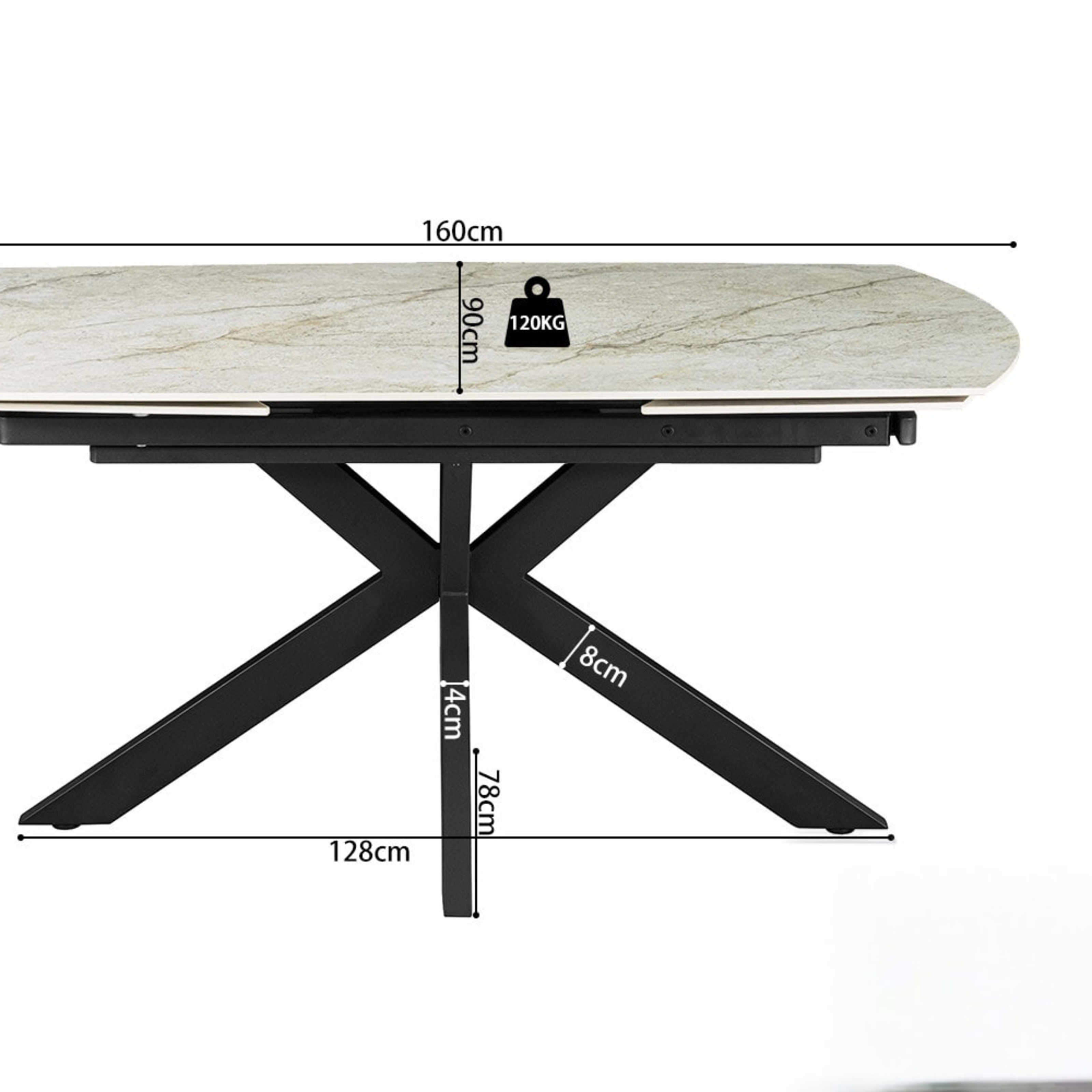 Uitschuifbare tafel 'Ares' 160-240 cm Deens Ovaal Glanzend Steen Beige — 5