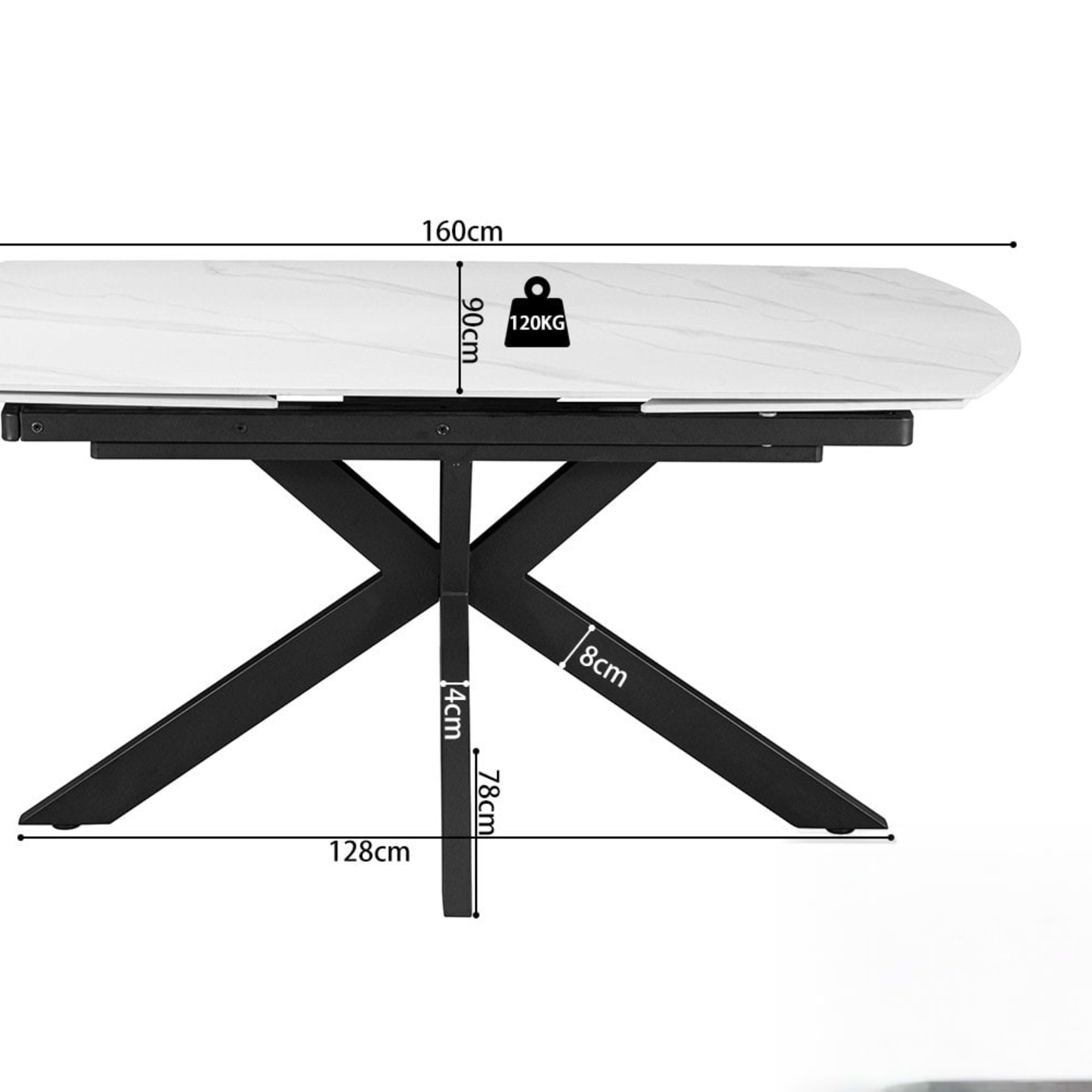 Uitschuifbare tafel 'Ares' 160-240 cm Deens Ovaal Steen Wit — 5