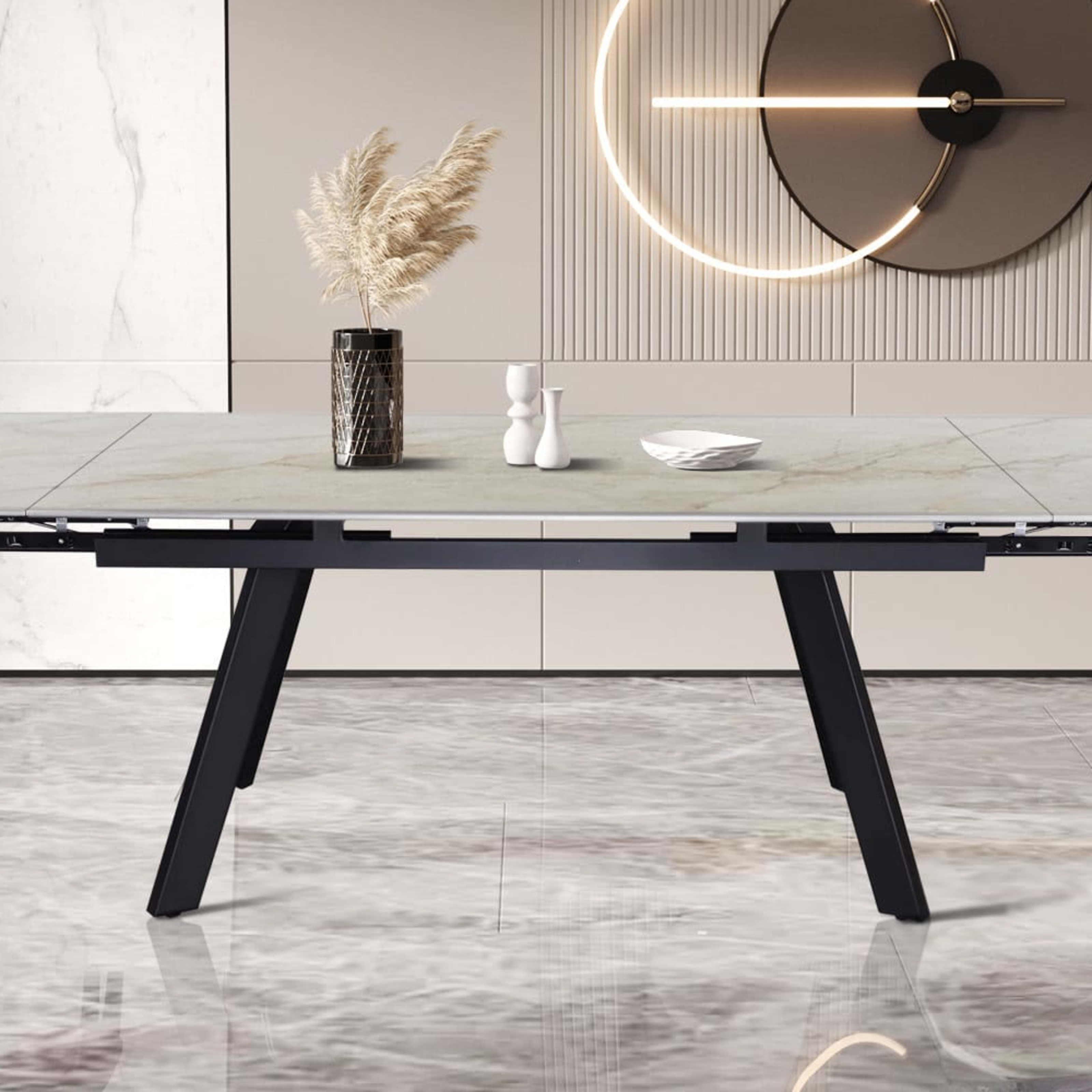 Uitschuifbare tafel 'Hera' 160-240 cm Rechthoekig Glanzend Shakespear Beige — 3