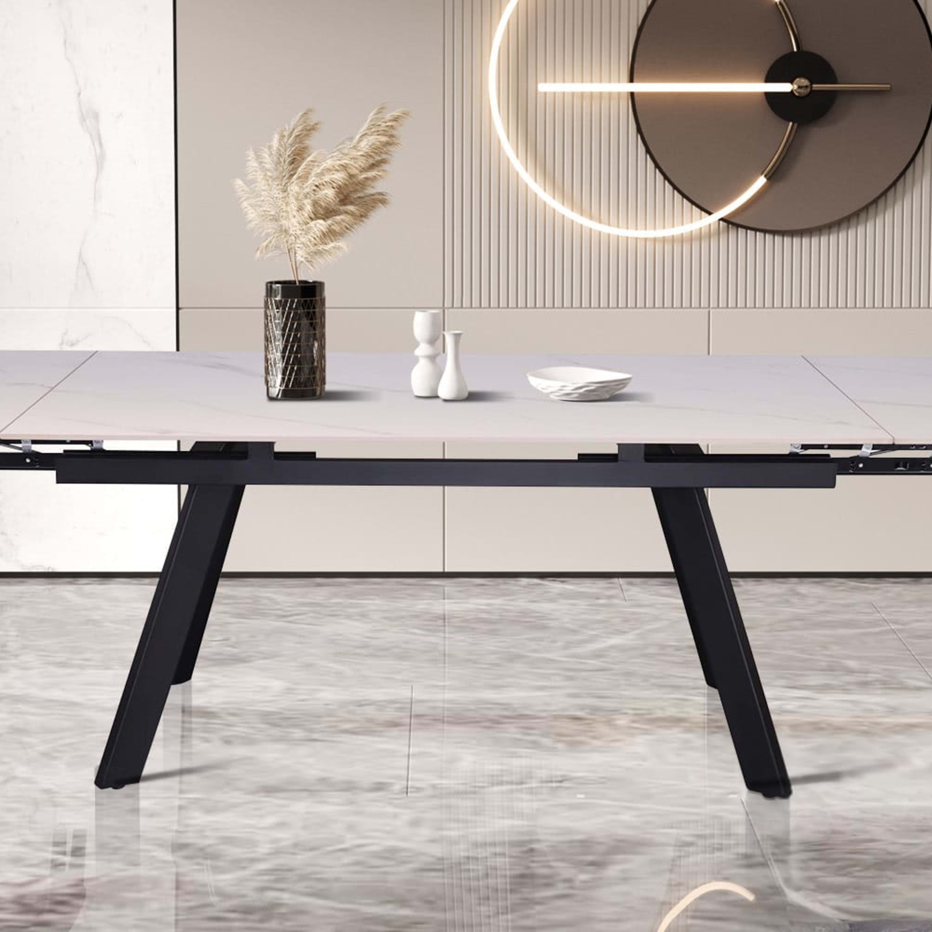 Uitschuifbare tafel 'Hera' 160-240 cm Rechthoekig Steen Wit — 3