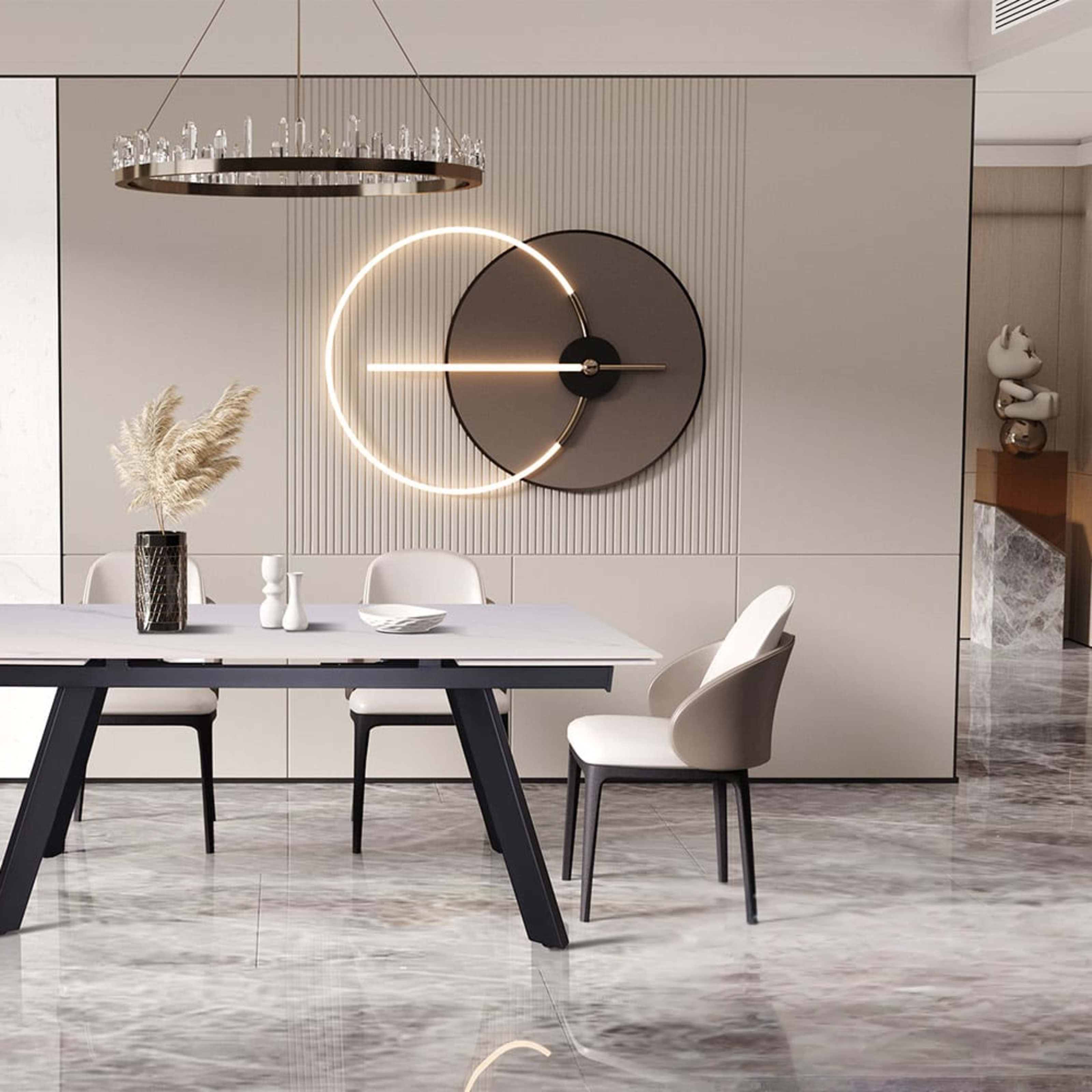 Uitschuifbare tafel 'Hera' 160-240 cm Rechthoekig Steen Wit — 2