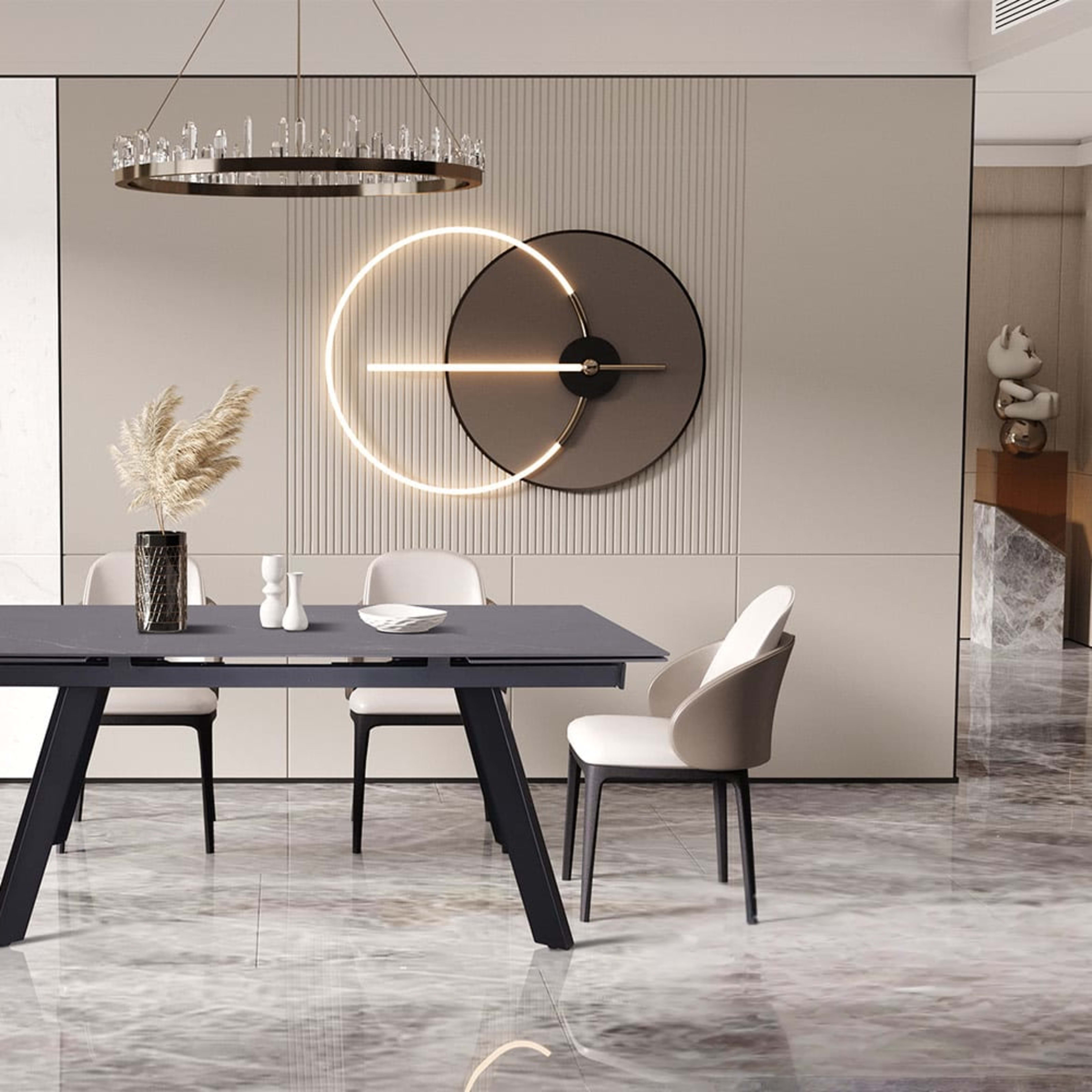 Uitschuifbare tafel 'Hera' 160-240 cm Rechthoekig Steen Zwart — 2