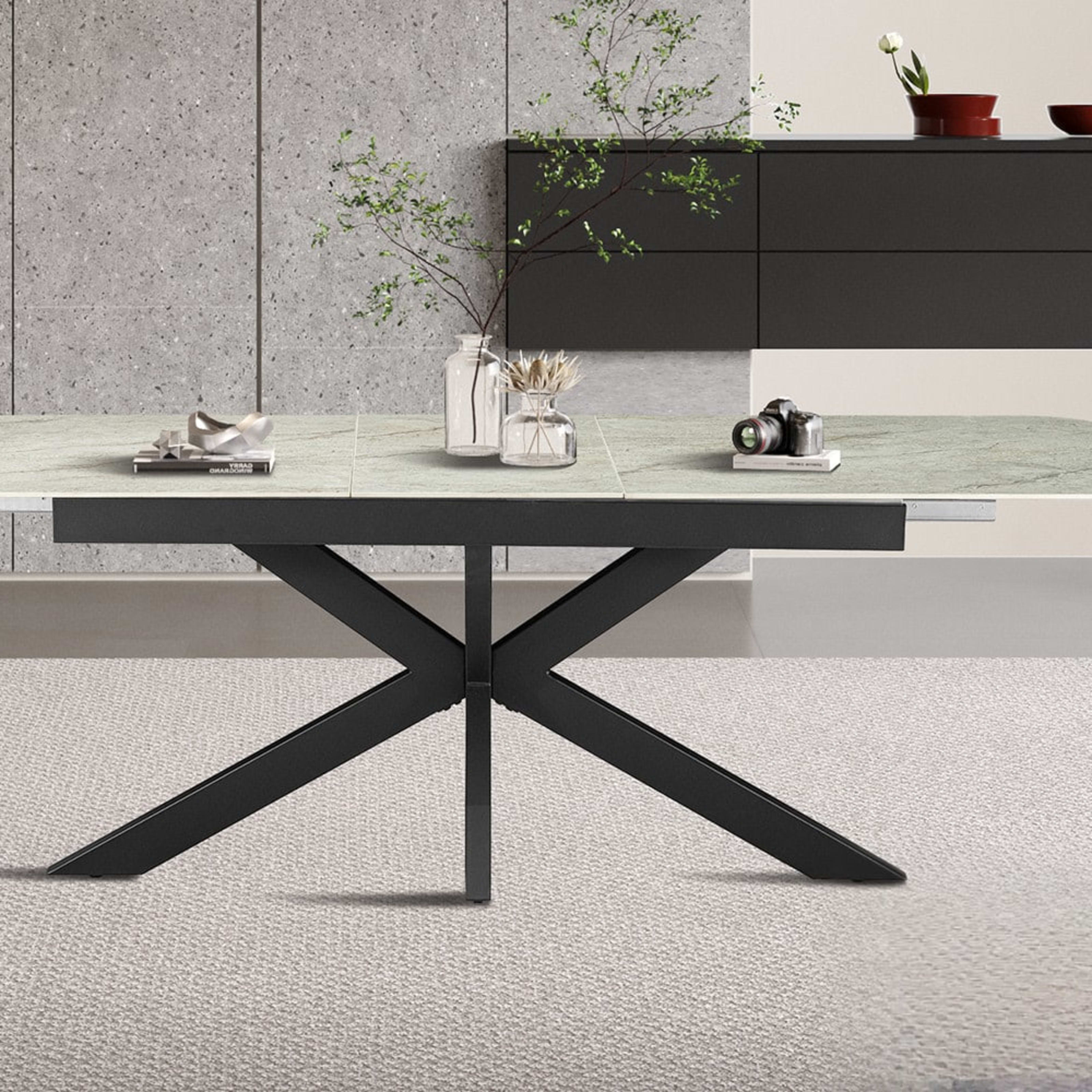 Uitschuifbare tafel 'Hestia' 180-220 cm Deens Ovaal Glanz. Steen Beige — 3
