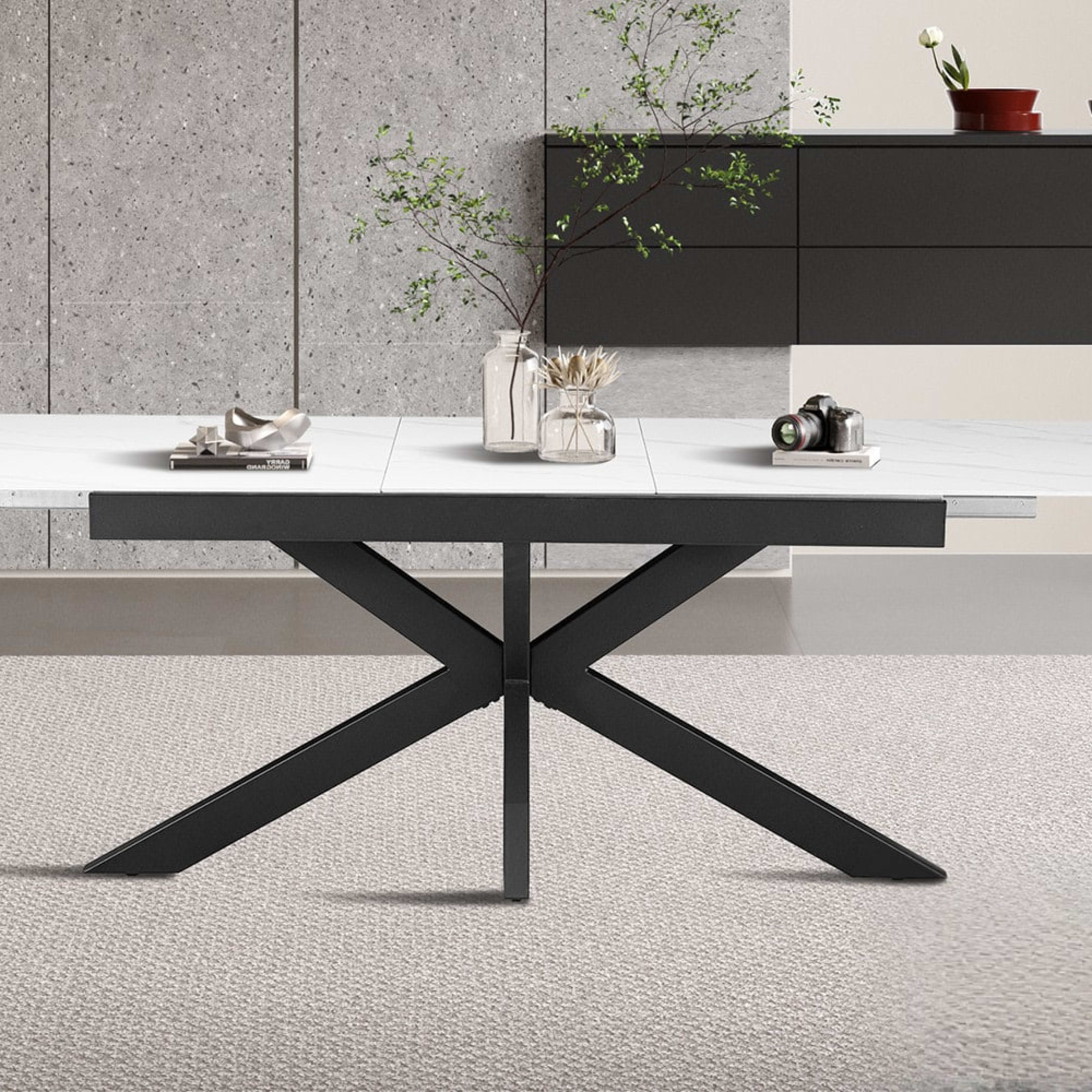 Uitschuifbare tafel 'Hestia' 180-220 cm Deens Ovaal Steen Wit — 3