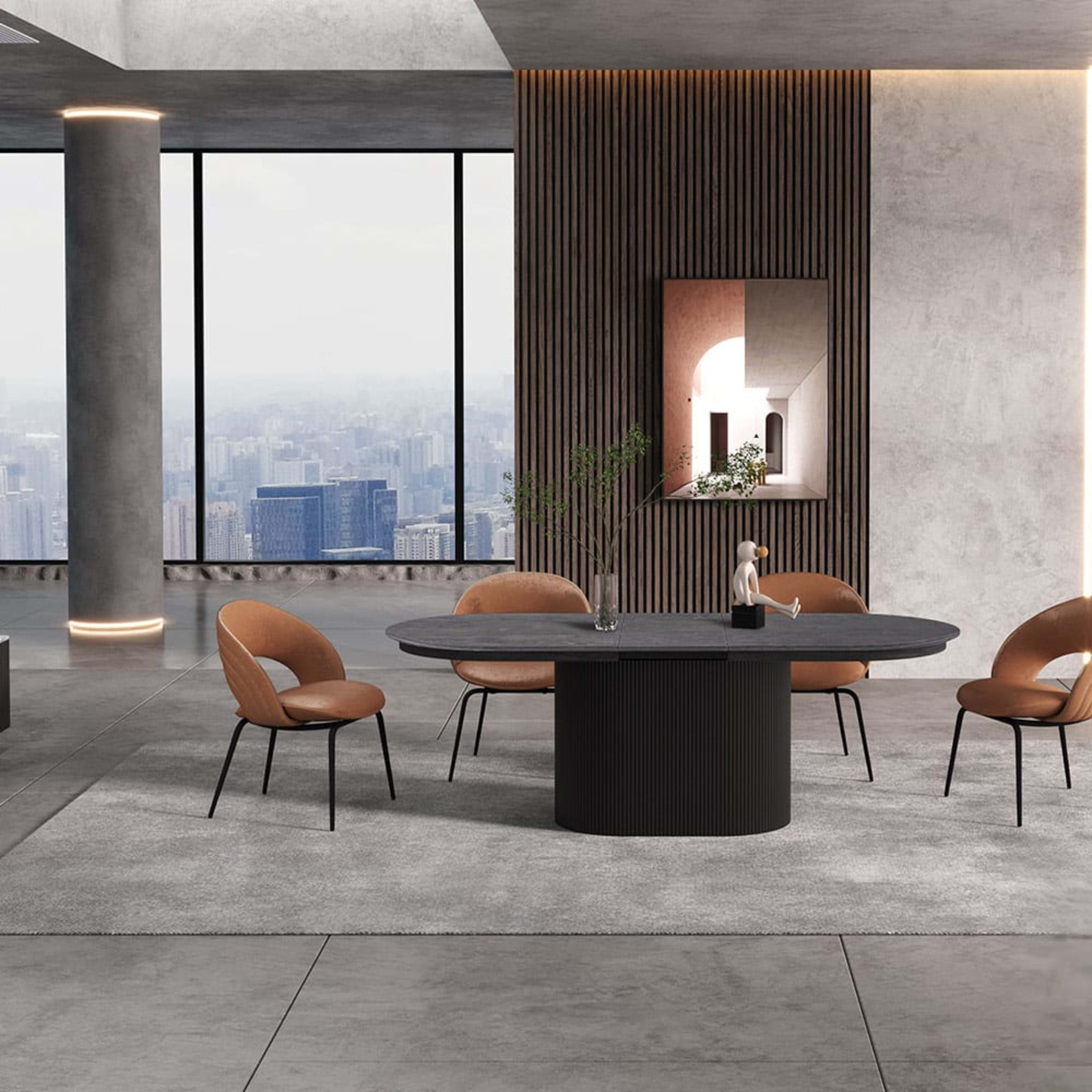Uitschuifbare tafel 'Lagos' 180-220 cm Ovaal Decor Donkerbruin — 4