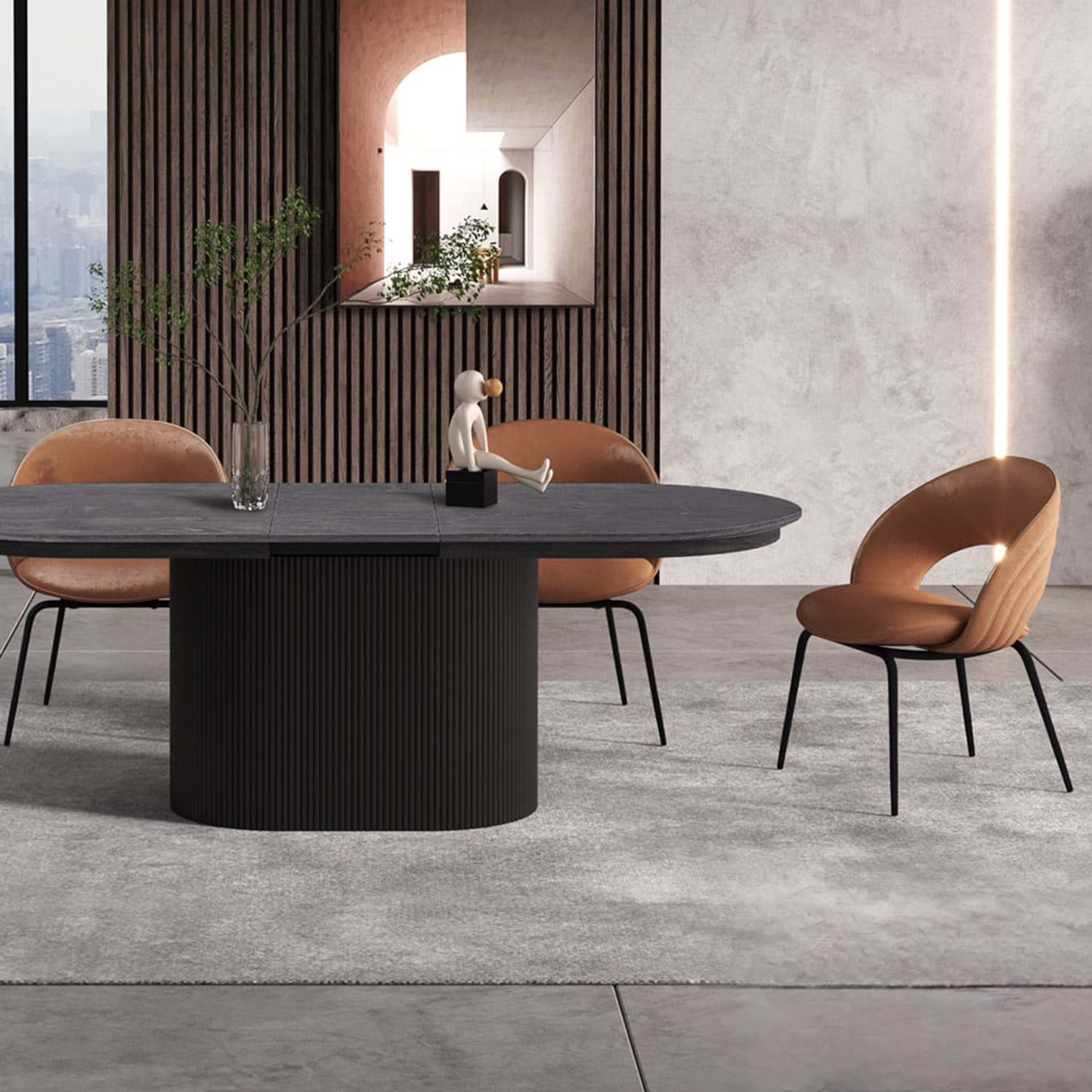 Uitschuifbare tafel 'Lagos' 180-220 cm Ovaal Decor Donkerbruin — 3