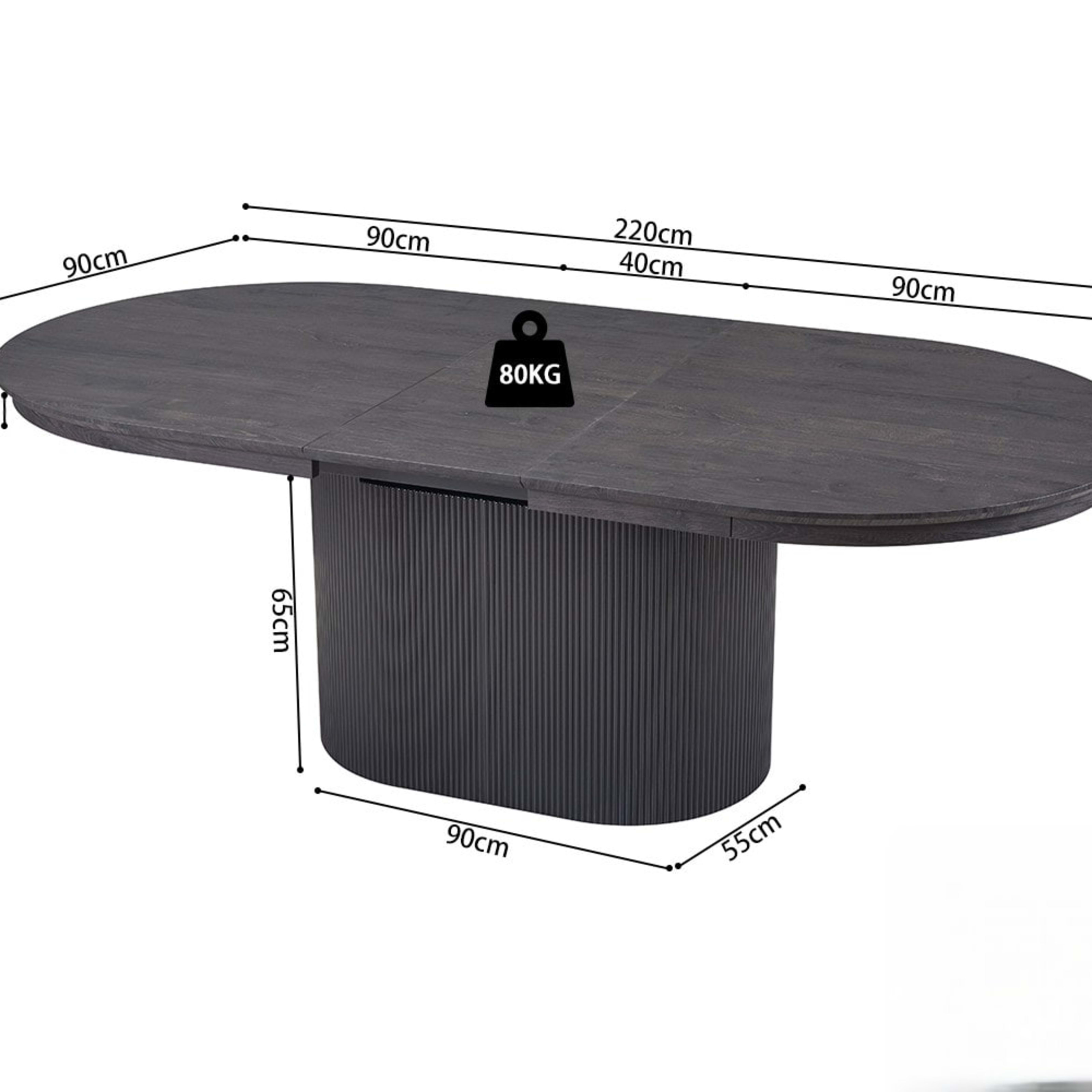 Uitschuifbare tafel 'Lagos' 180-220 cm Ovaal Decor Donkerbruin — 6