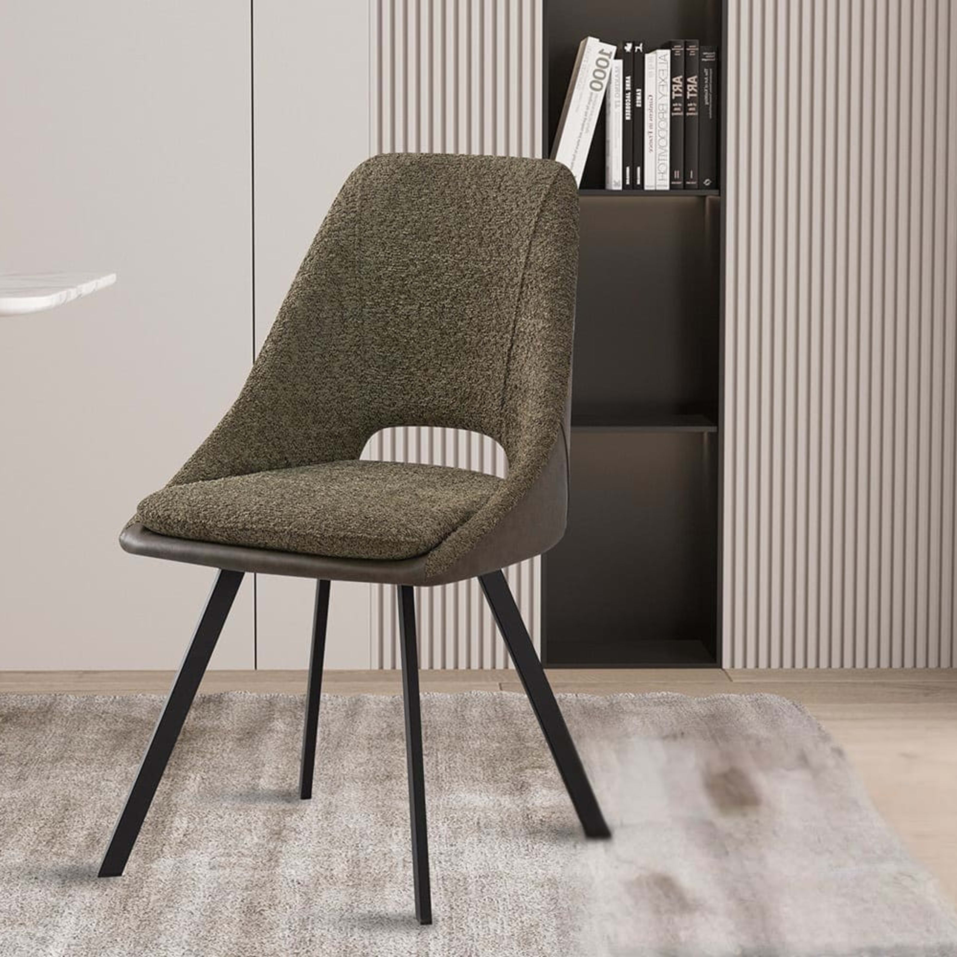 Stoel 'Filou' Bouclé Groen Rug PU Donkergroen — 2