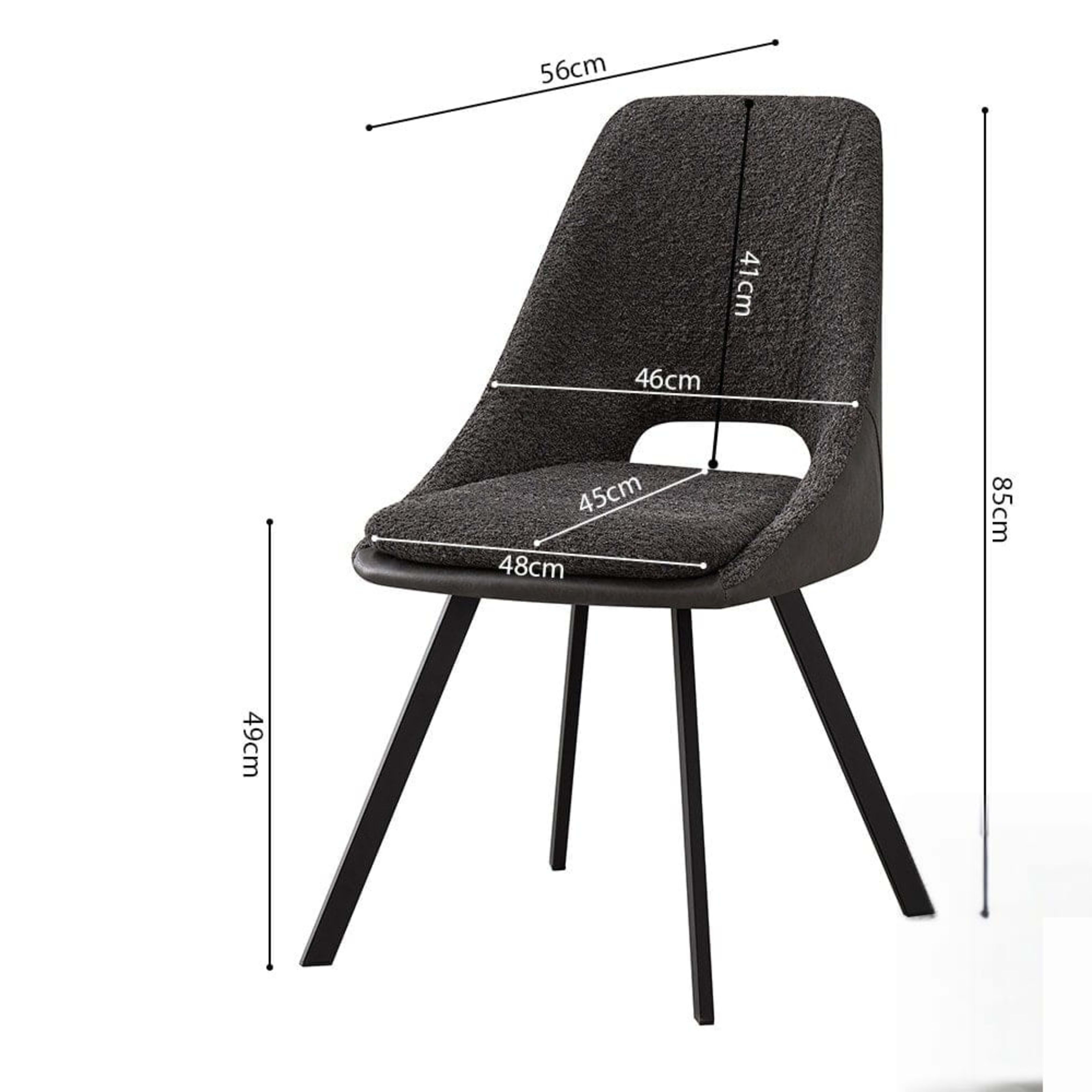 Stoel 'Filou' Bouclé Grijs Rug PU Lichtgrijs — 4