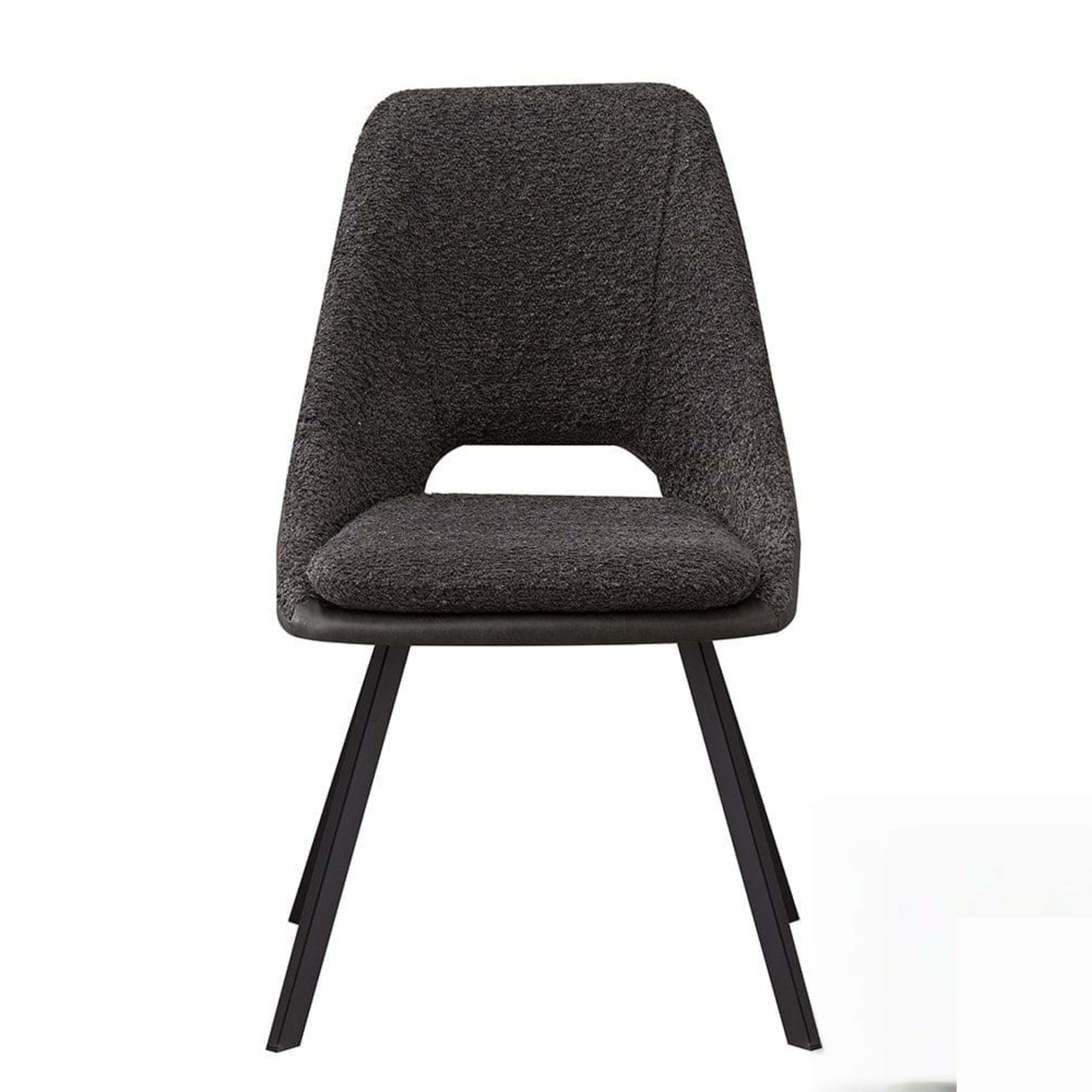 Stoel 'Filou' Bouclé Grijs Rug PU Lichtgrijs — 1