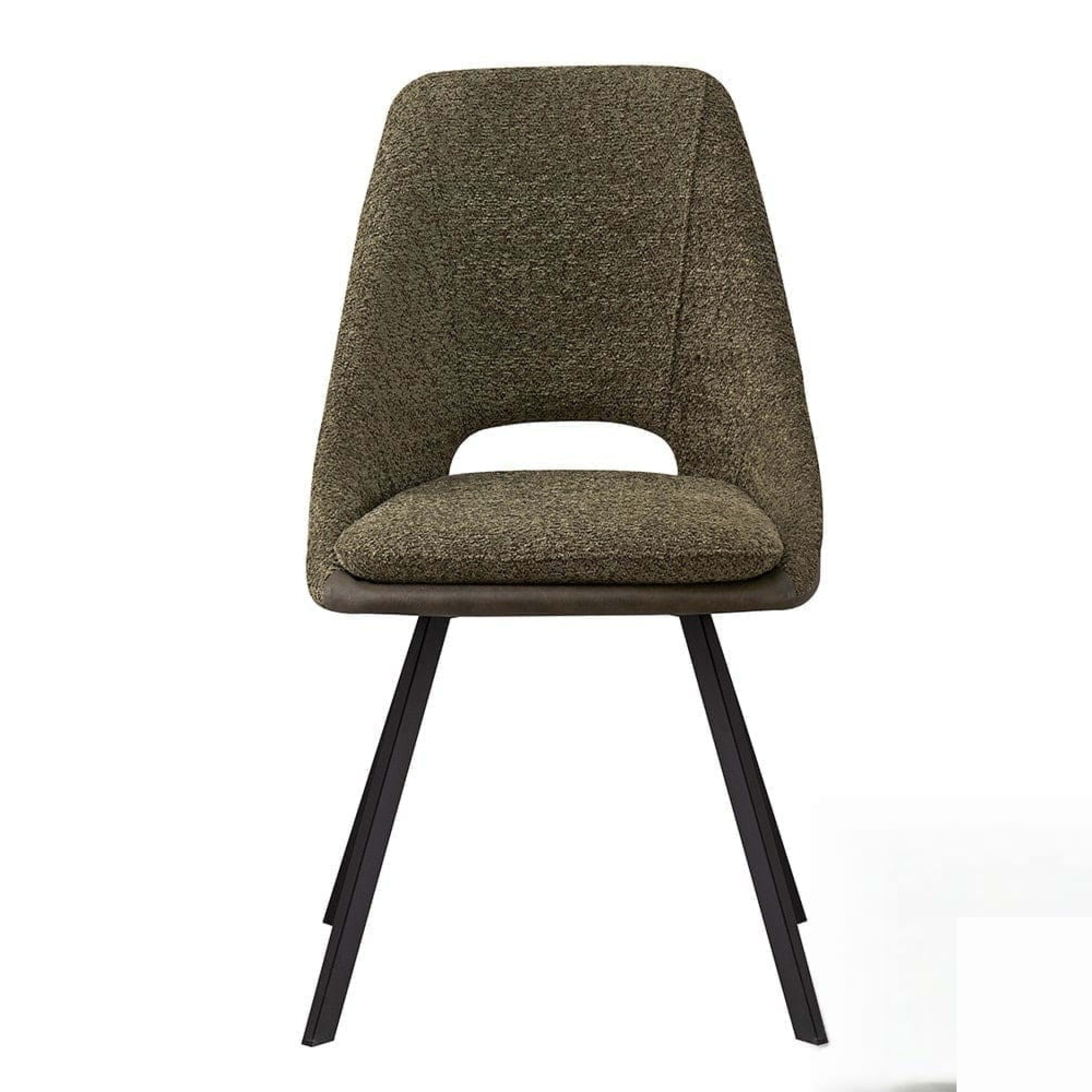 Stoel 'Filou' Bouclé Groen Rug PU Donkergroen — 1
