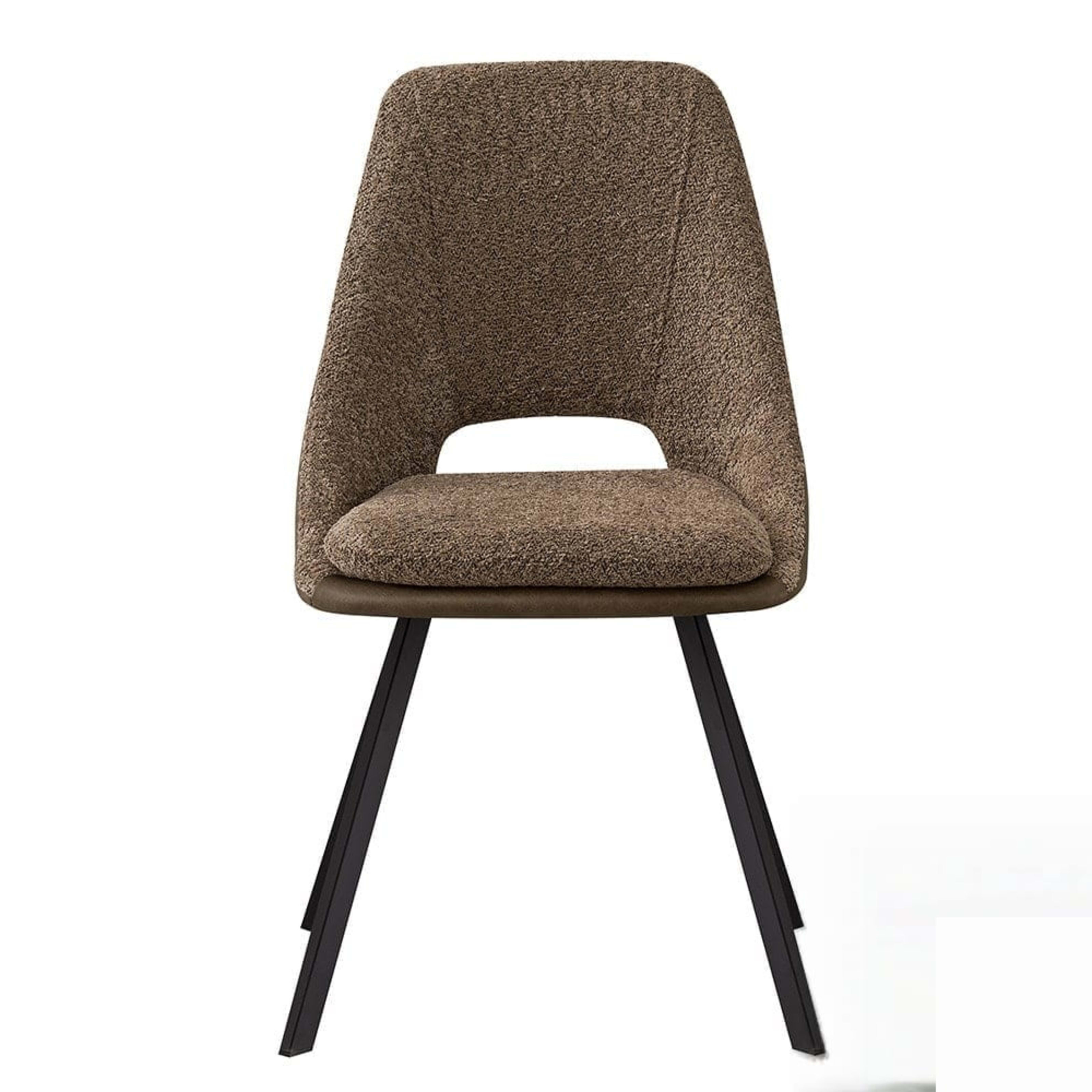 Stoel 'Filou' Bouclé Zand Rug PU Bruin — 1