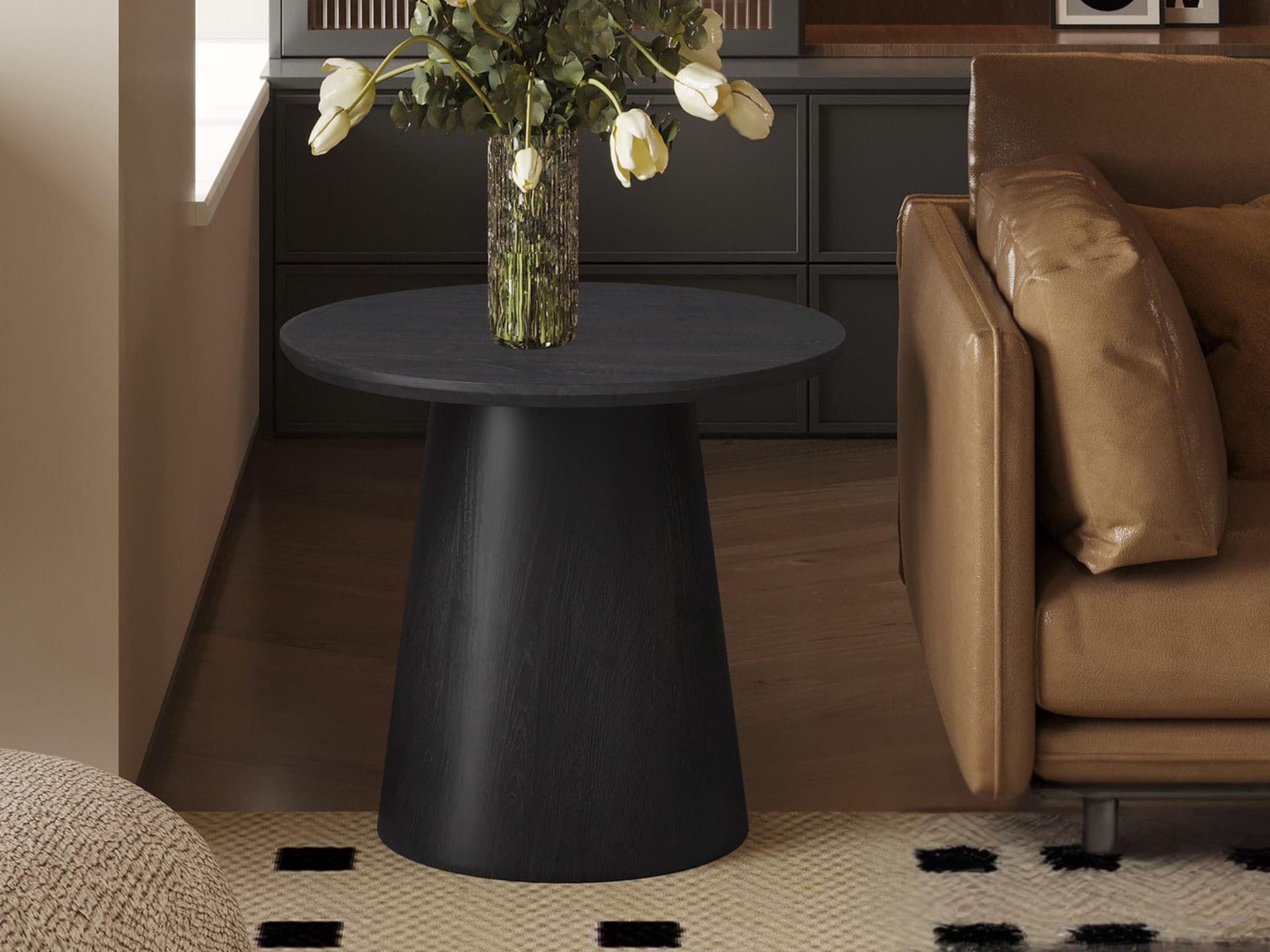 Bijzetttafel 'Miklos' 60 cm Rond Decor Donkerbruin — foto 2 van 4