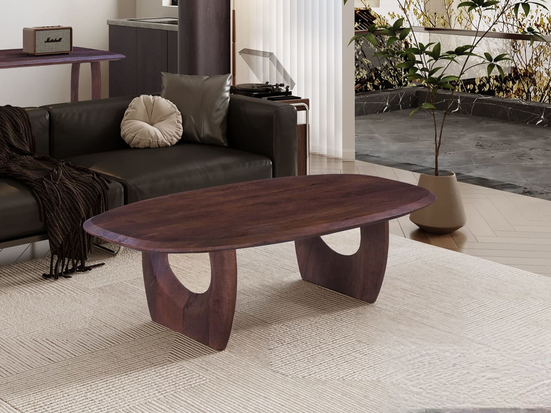 Salontafel 'Braga' Deens Ovaal Mango hout Donkerbruin — foto 2 van 4