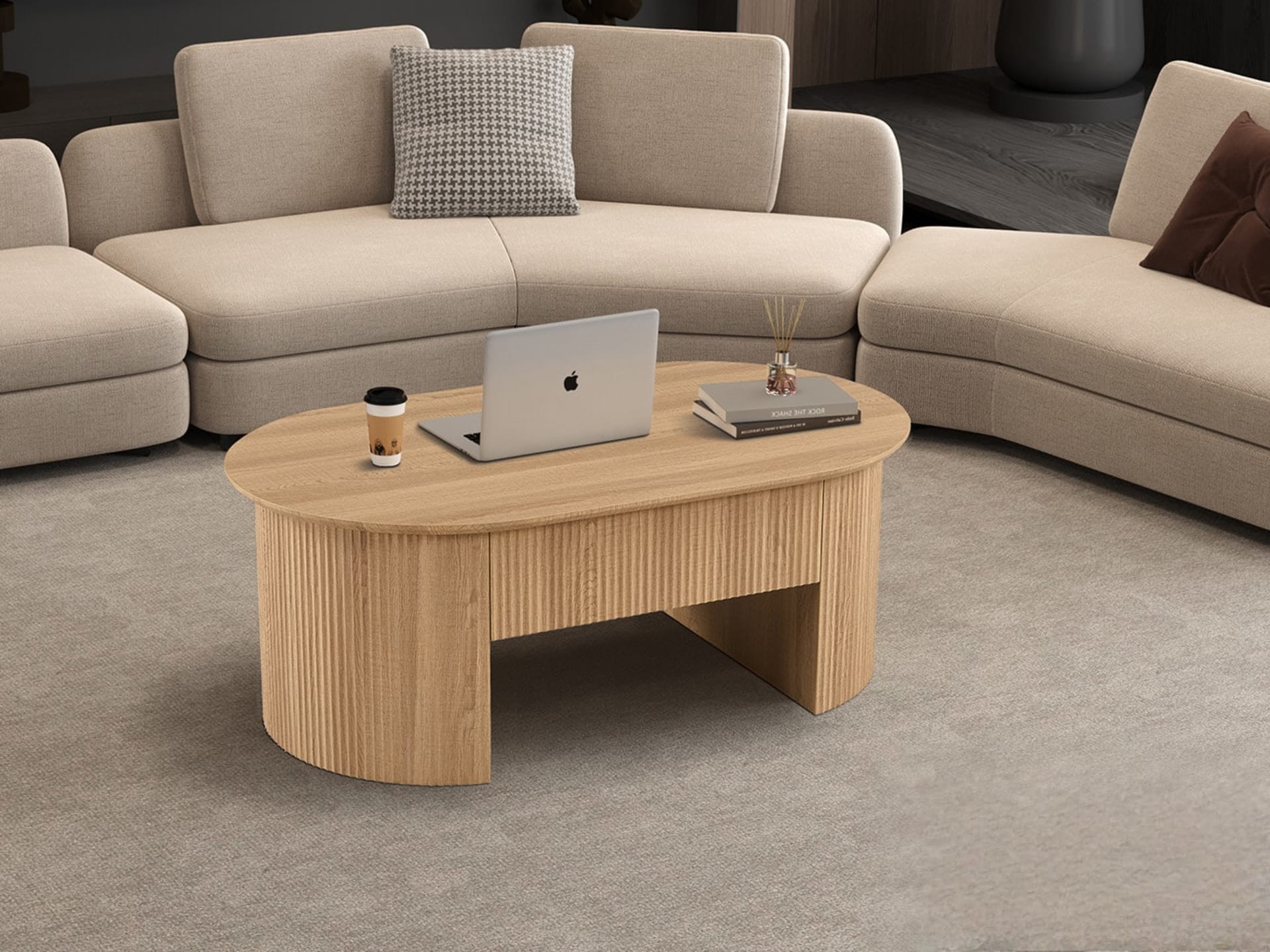 Salontafel 'Lagos' 120 cm Lift-top Decor Eik Naturel — foto 2 van 5