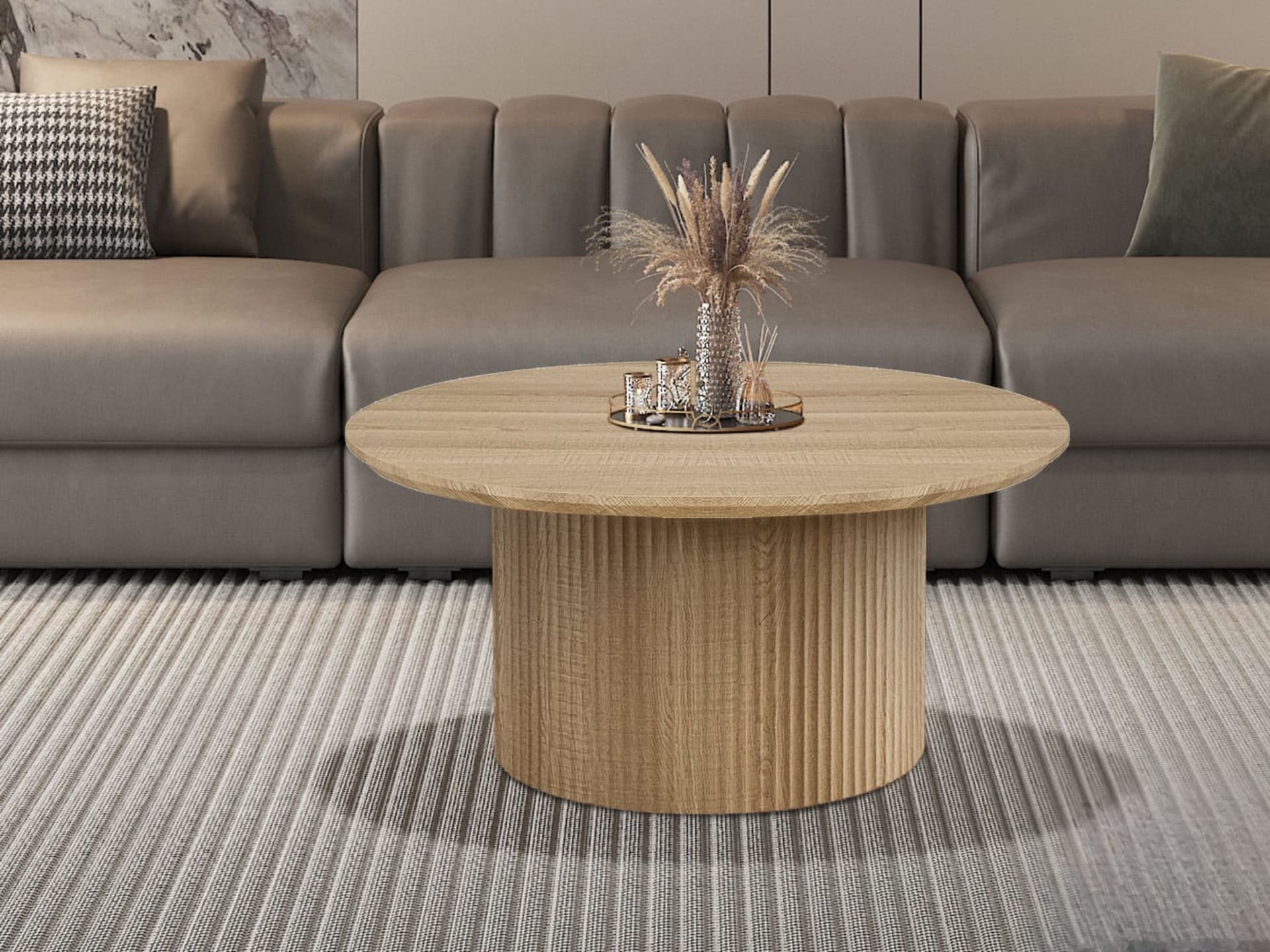 Salontafel 'Lagos' 80 cm Rond Decor Eik Naturel — foto 2 van 5