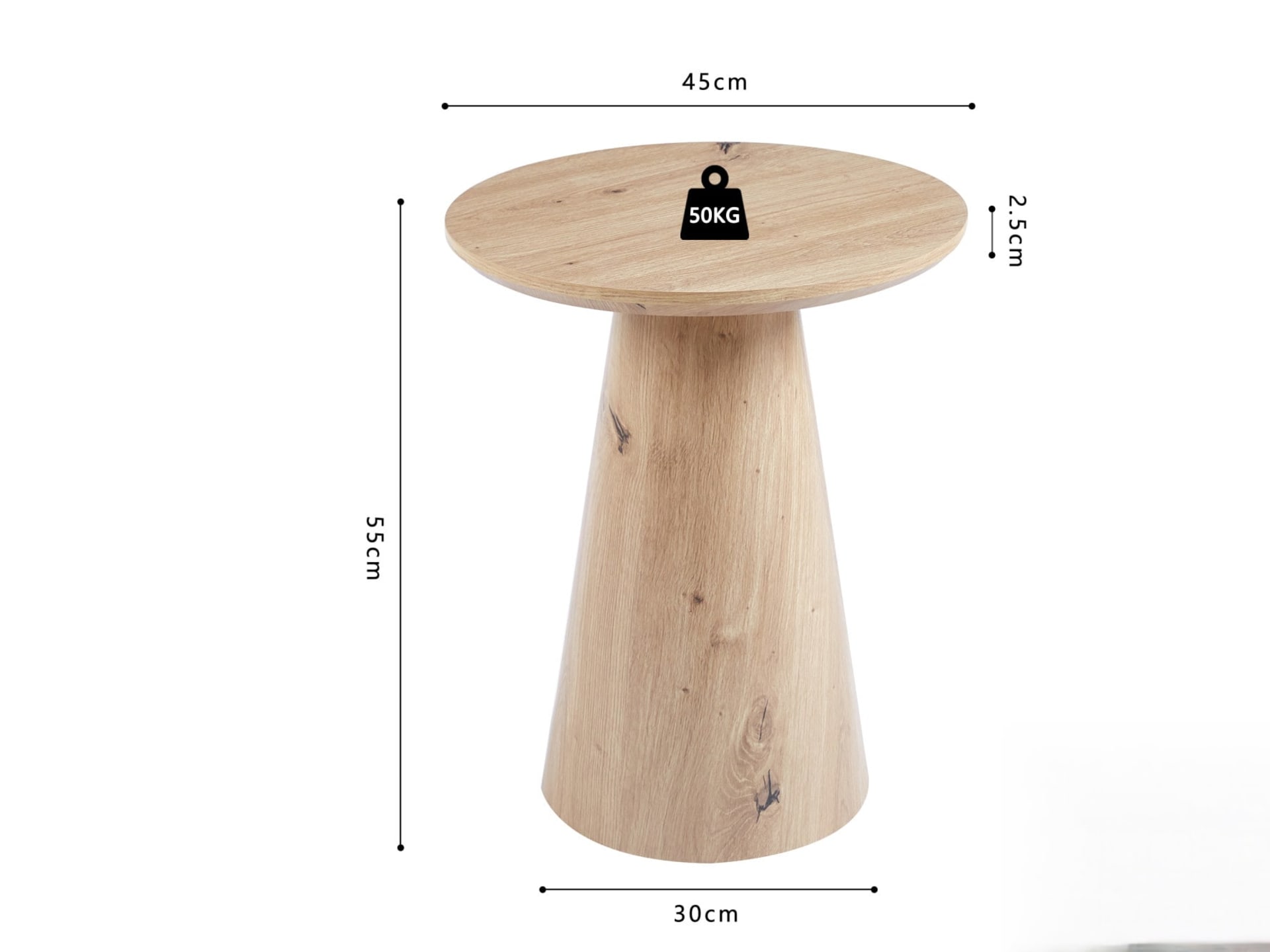 Salontafel 'Lukas' 45 cm Decor Oude eik — foto 3 van 3