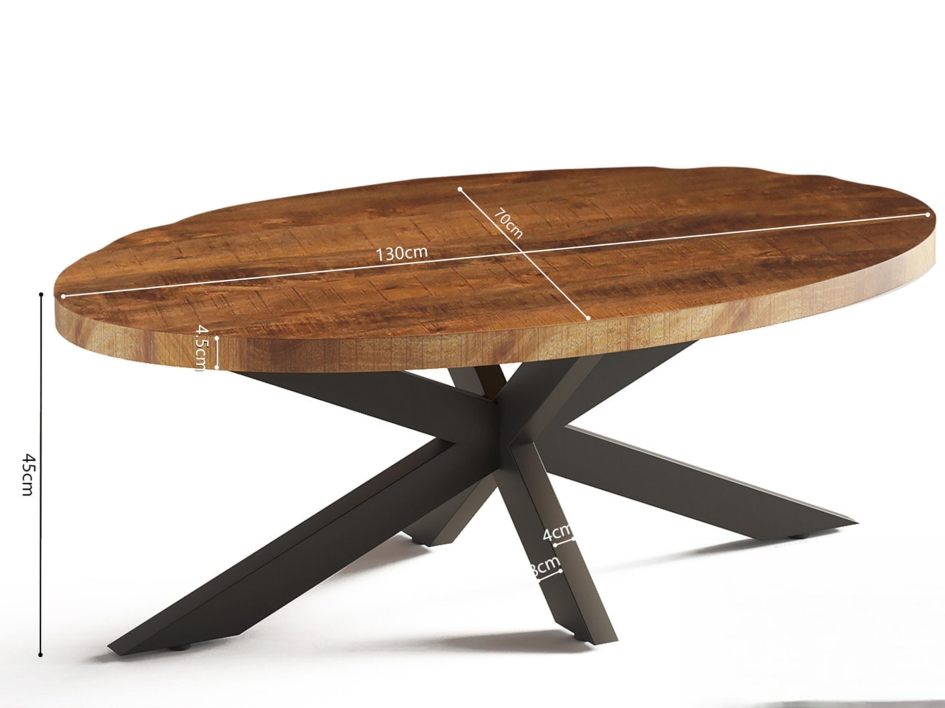 Salontafel 'Madeira' Ovaal Mango hout — foto 3 van 3