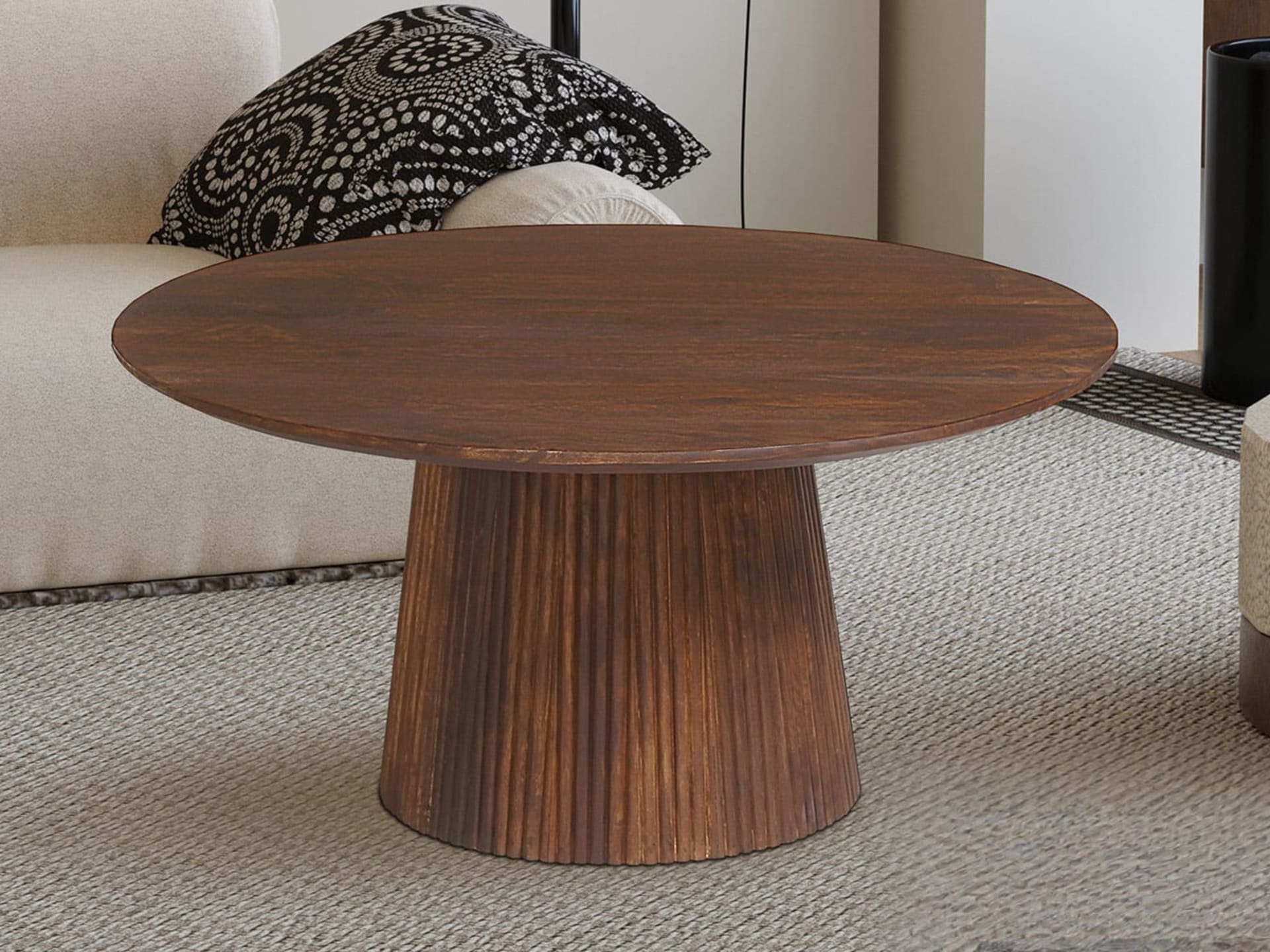 Salontafel 'Miguel' 80 cm Rond Mango hout Lichtbruin — foto 2 van 5