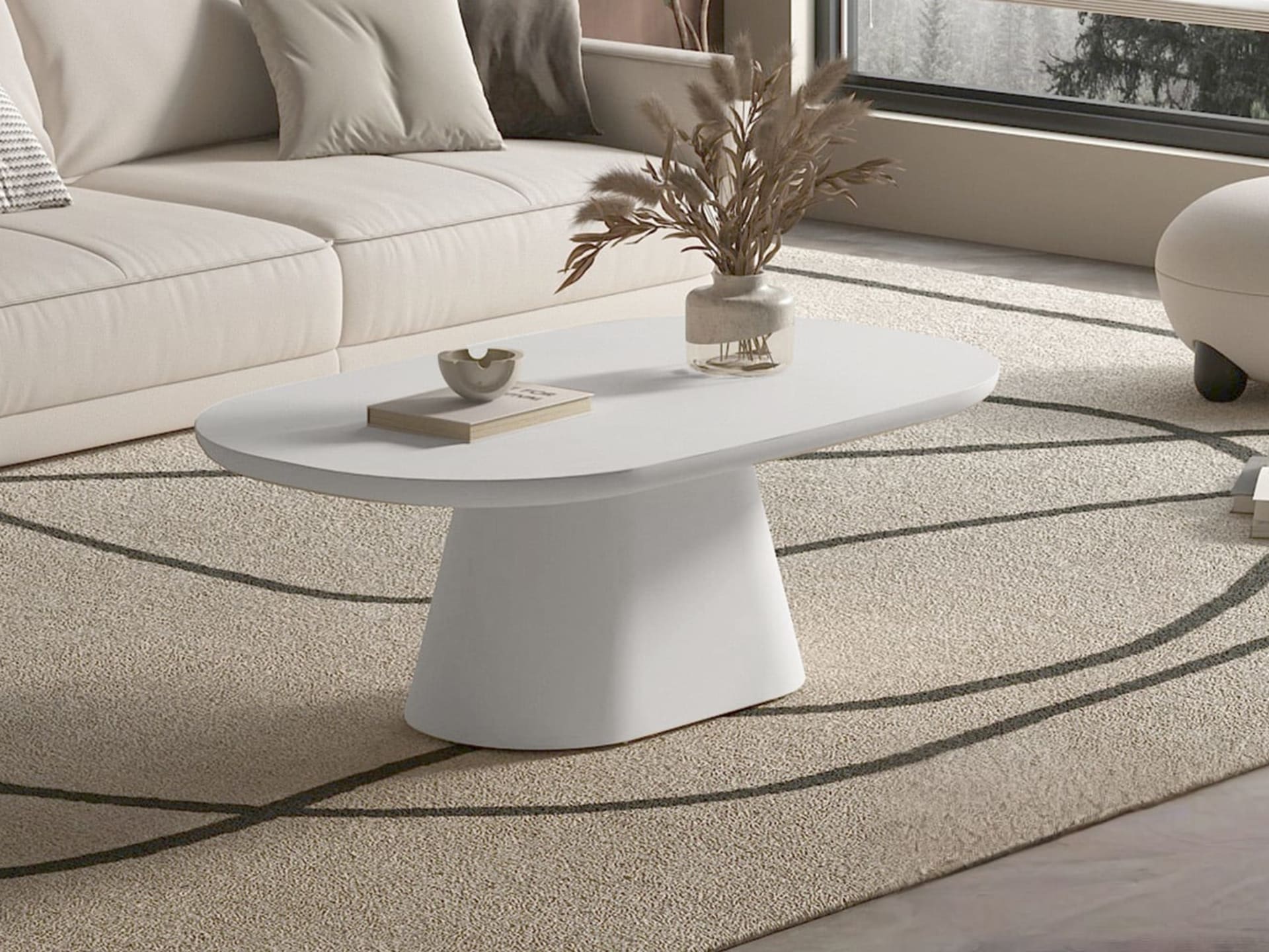 Salontafel 'Tavira' 120 cm Ovaal Cement Ecru — foto 2 van 6