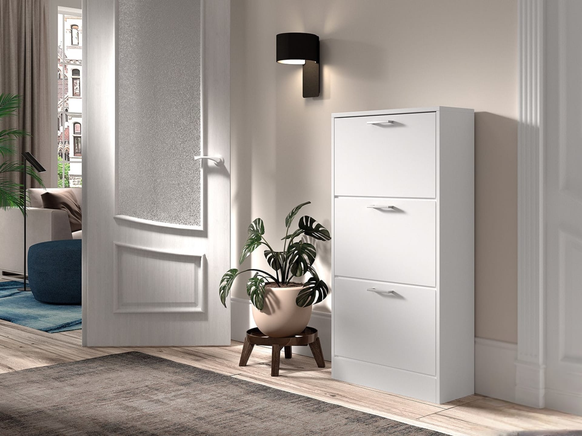 Schoenenkast 'Carini' 3 laden Wit
