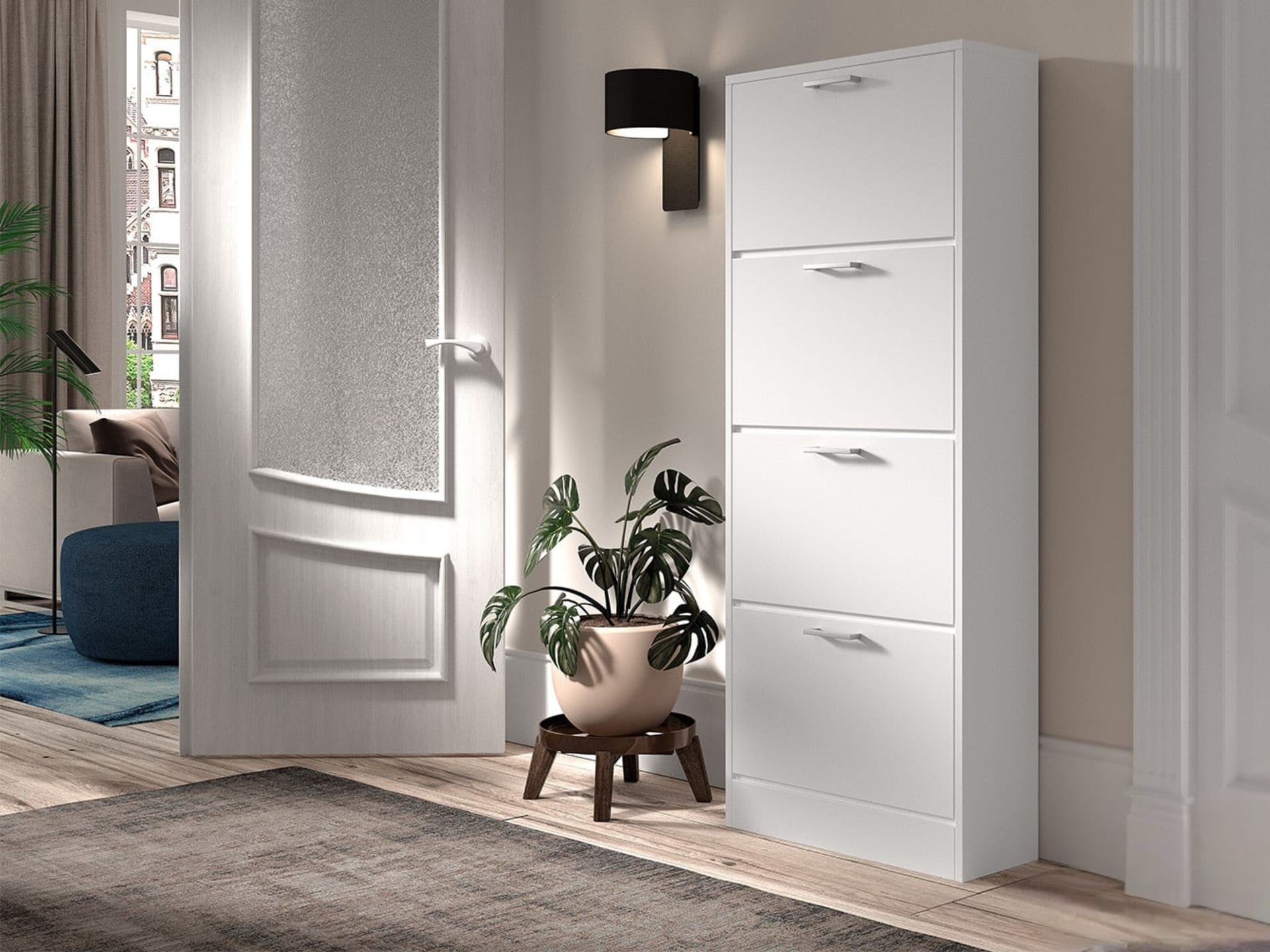 Schoenenkast 'Carini' 4 laden Wit